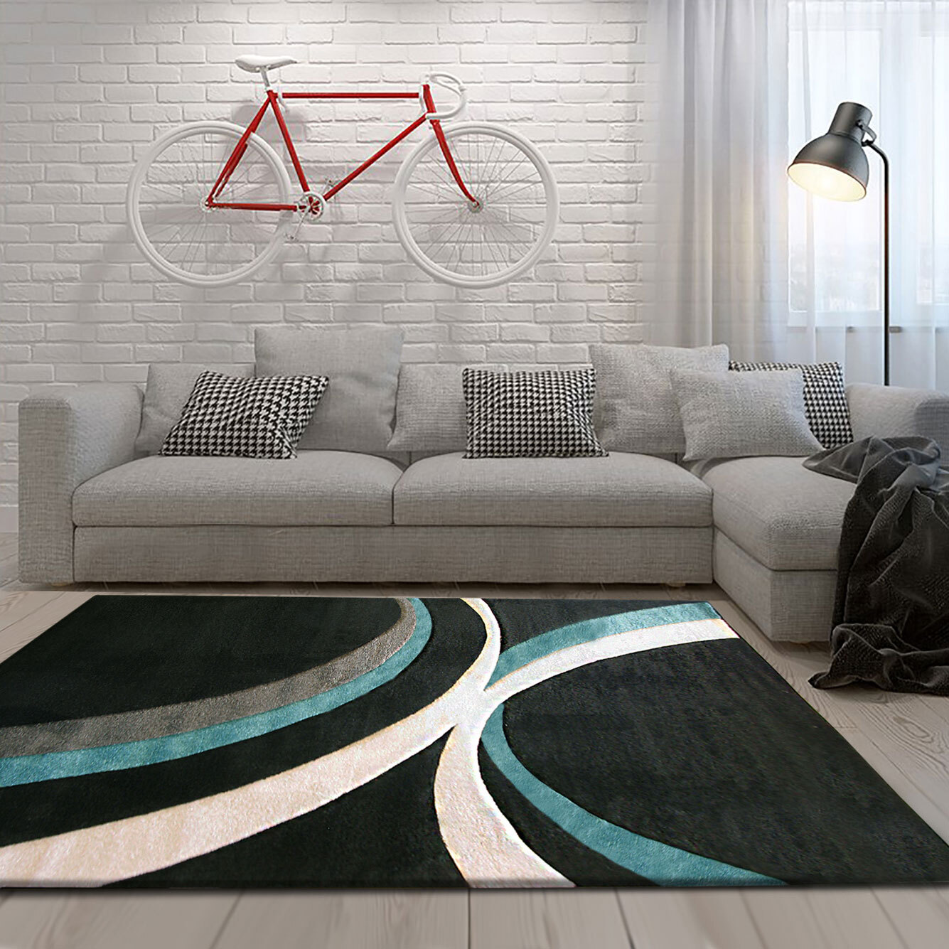 Bonnie Black Modern Abstract Rug