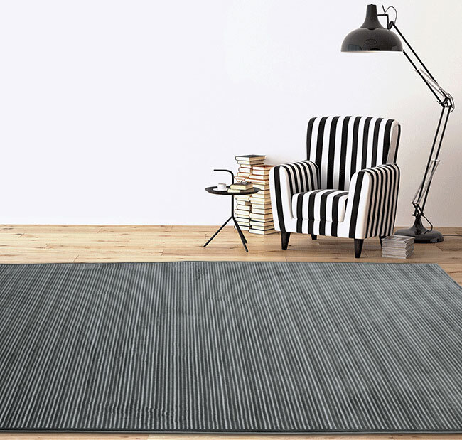 Large View Brigitte Modern Grey Striped Rug