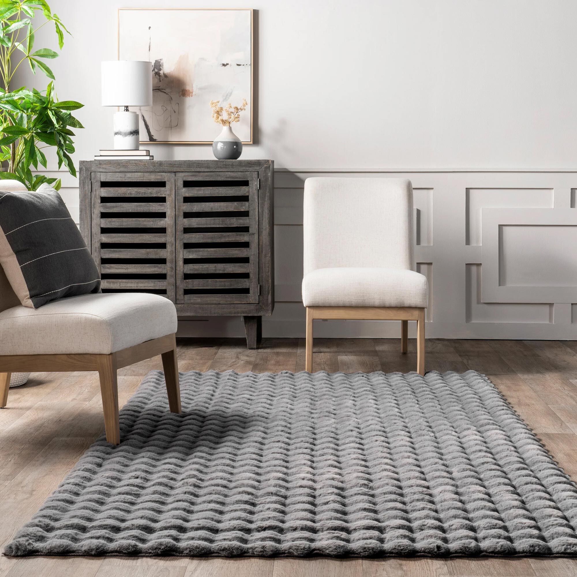 Large View Bubble Plush Washable Rug