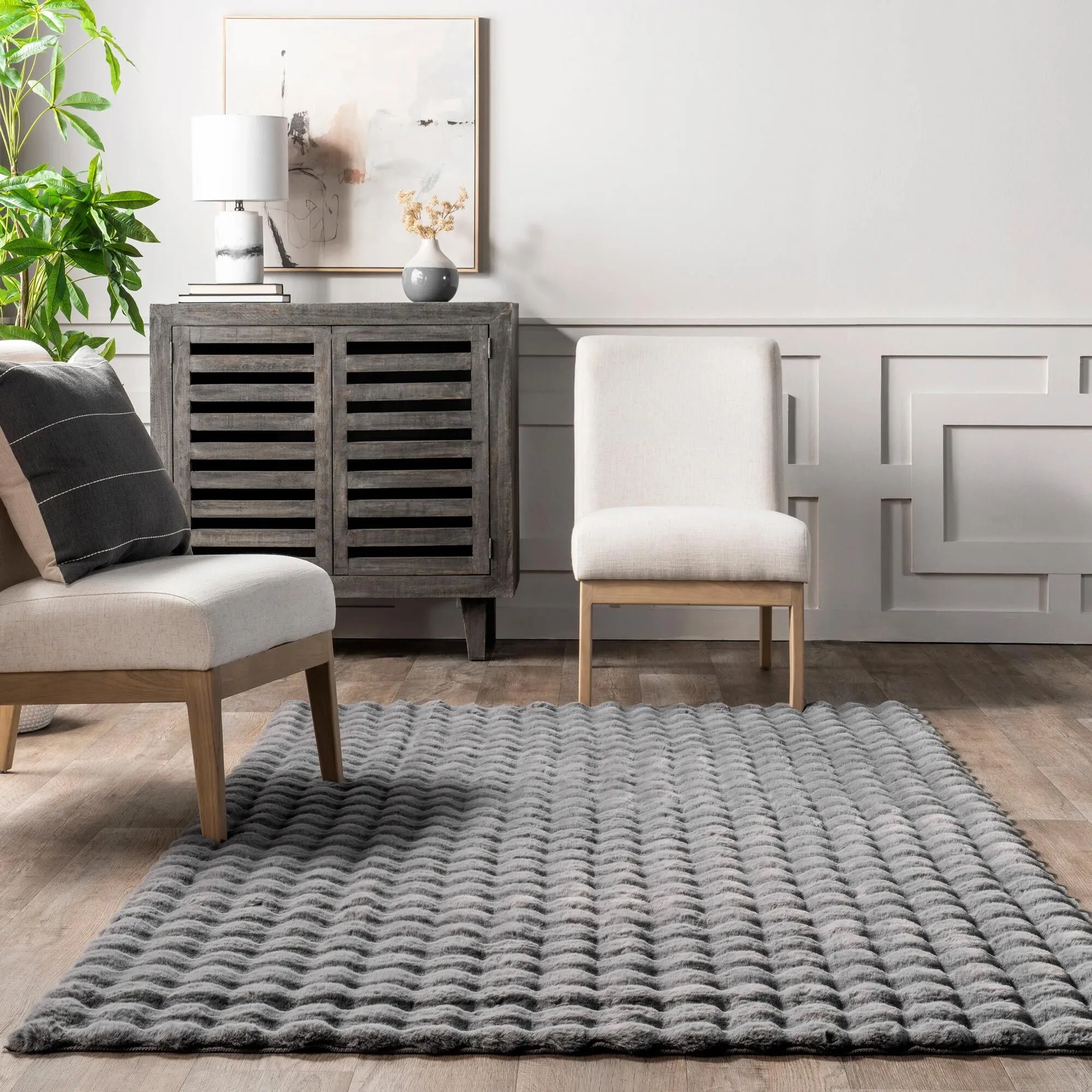 Large View Bubble Plush Washable Rug