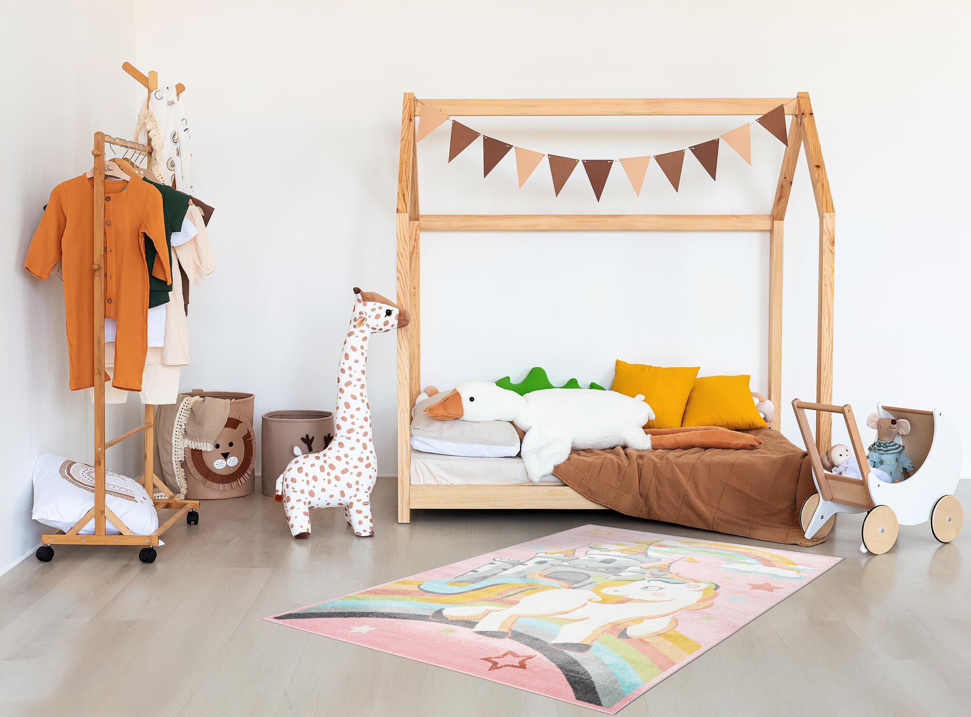Large View Candy Unicorn & Castle Kids Rug