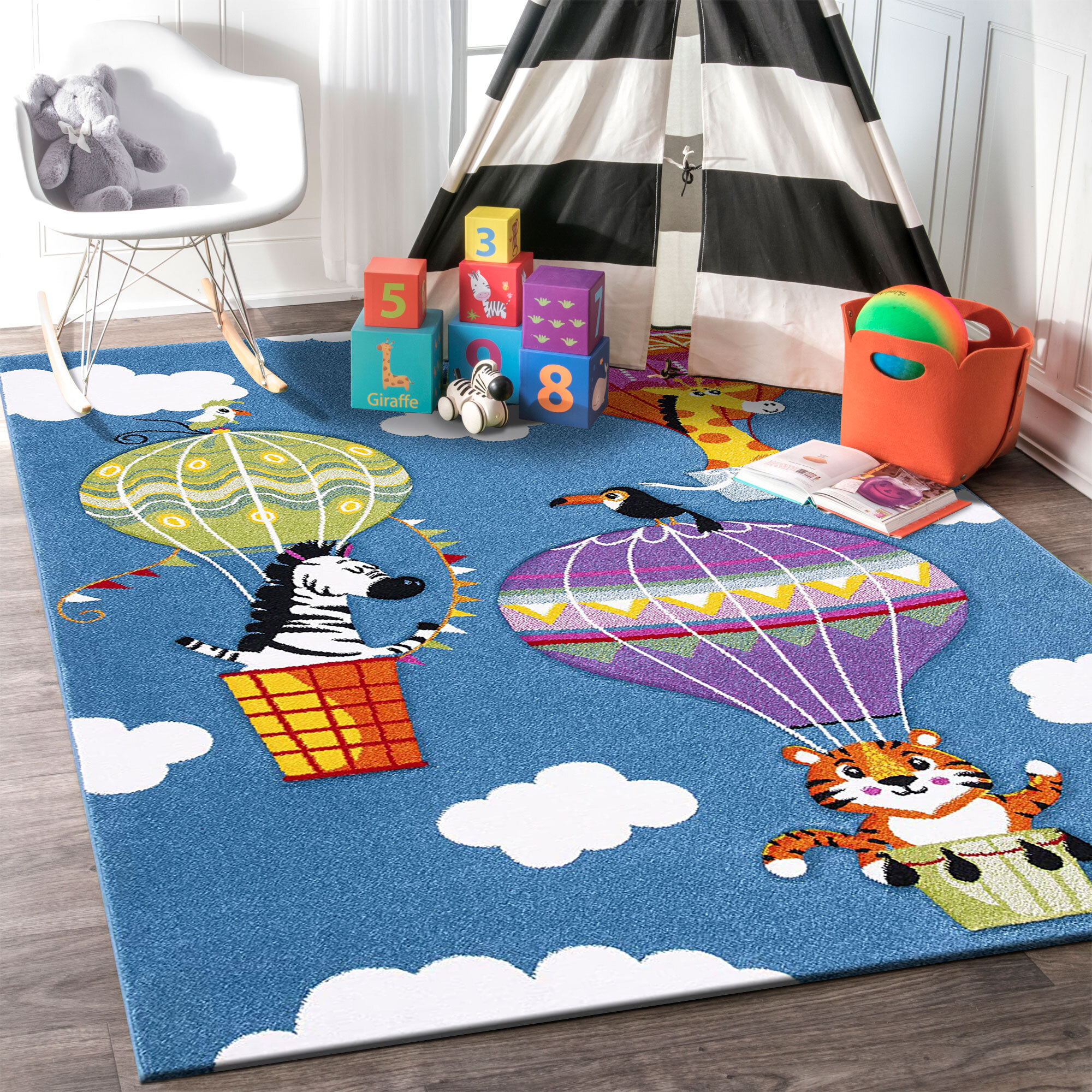 Charlie Hot Air Balloon Kids Rug