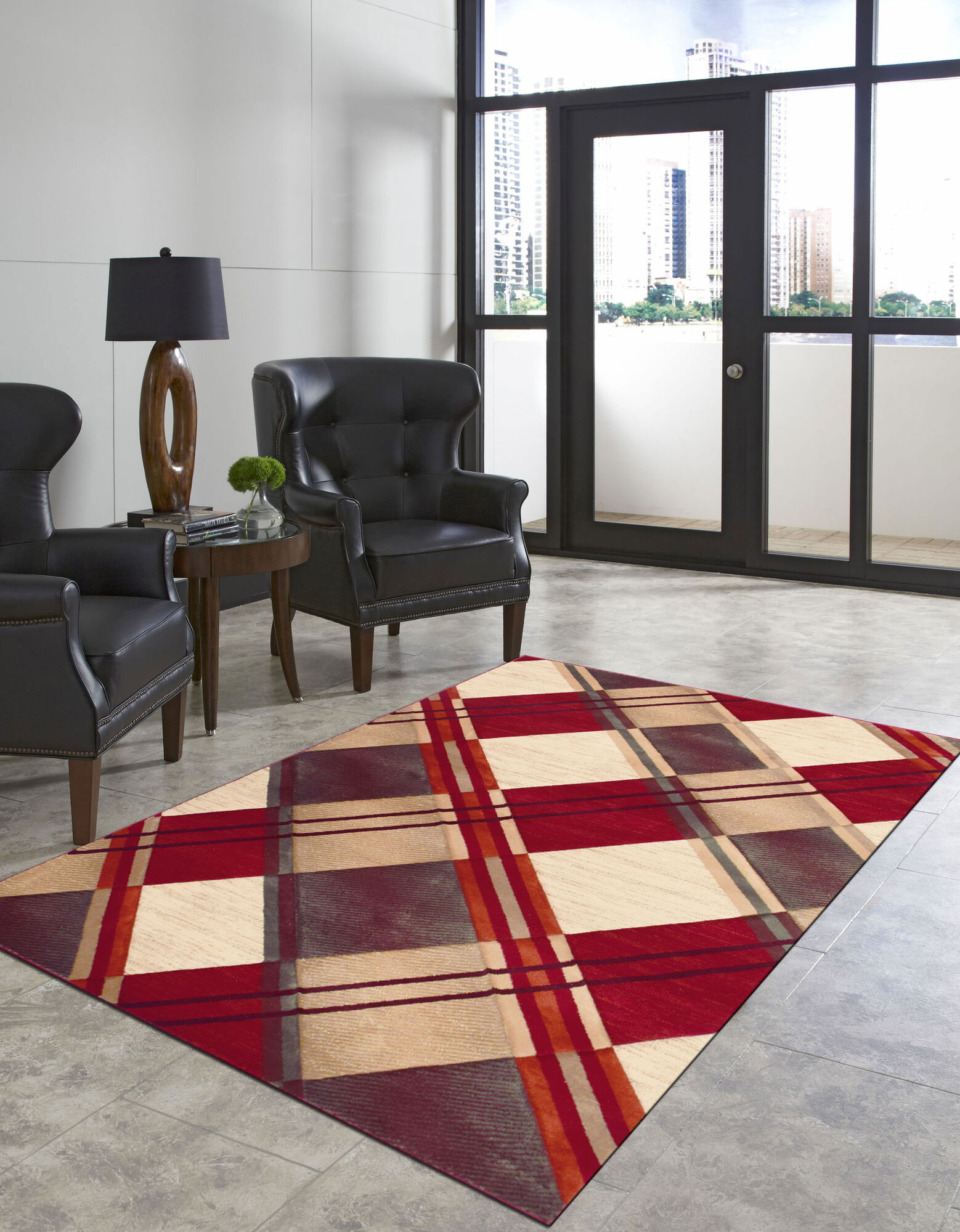 Eliza Carved Tartan Pattern Rug