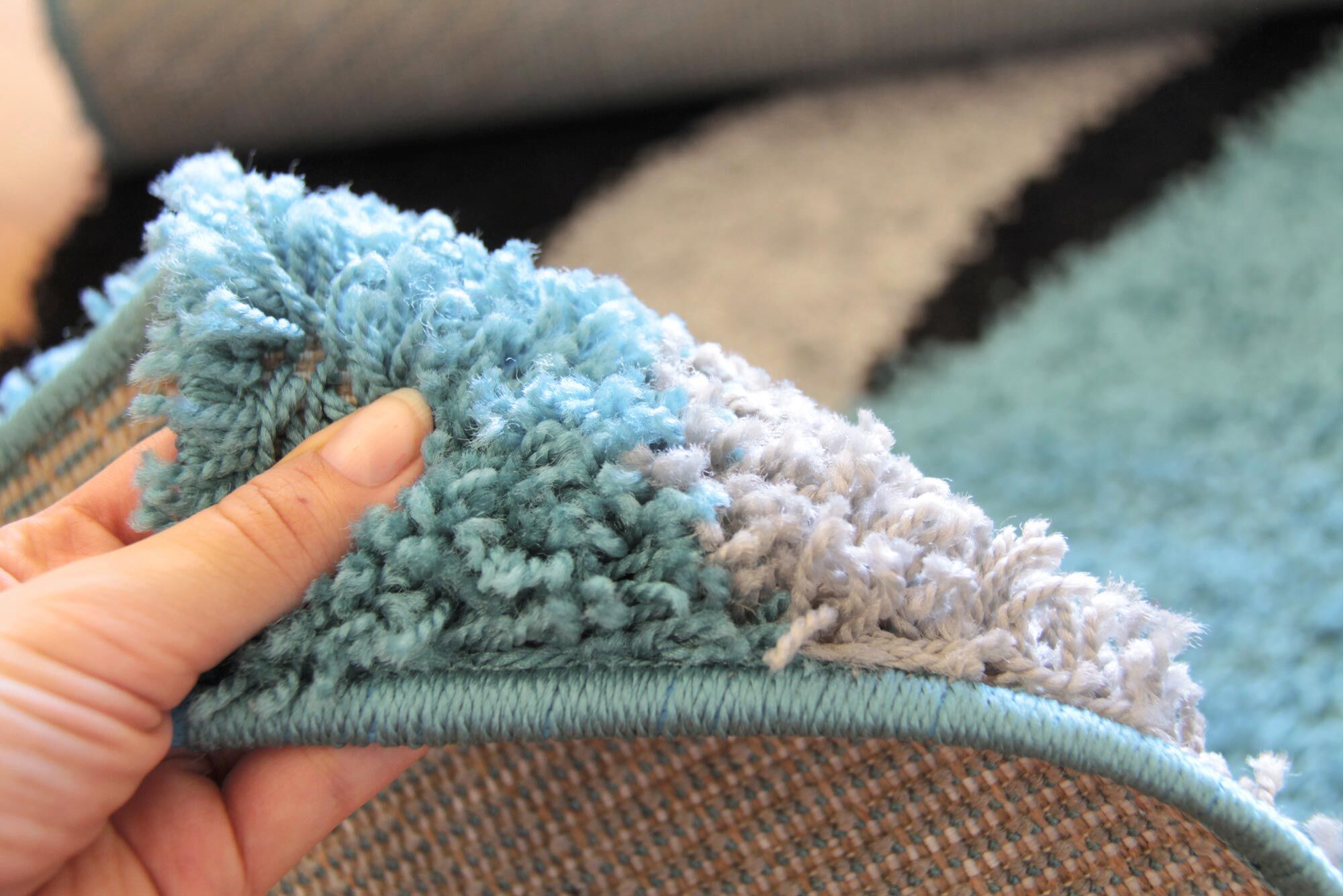 Moss Modern Turquoise Shag Rug