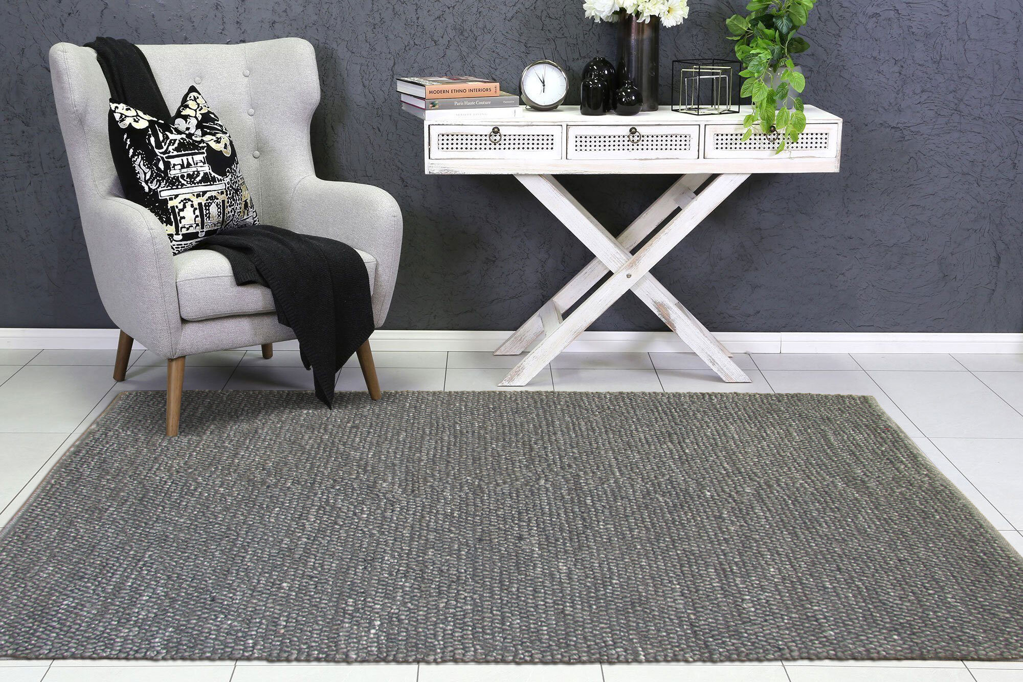 Faris Grey Hand Loomed Wool Rug