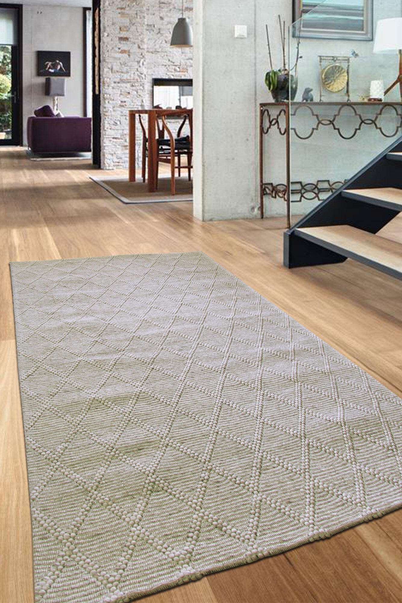 Harper Tan Diamond Wool Rug