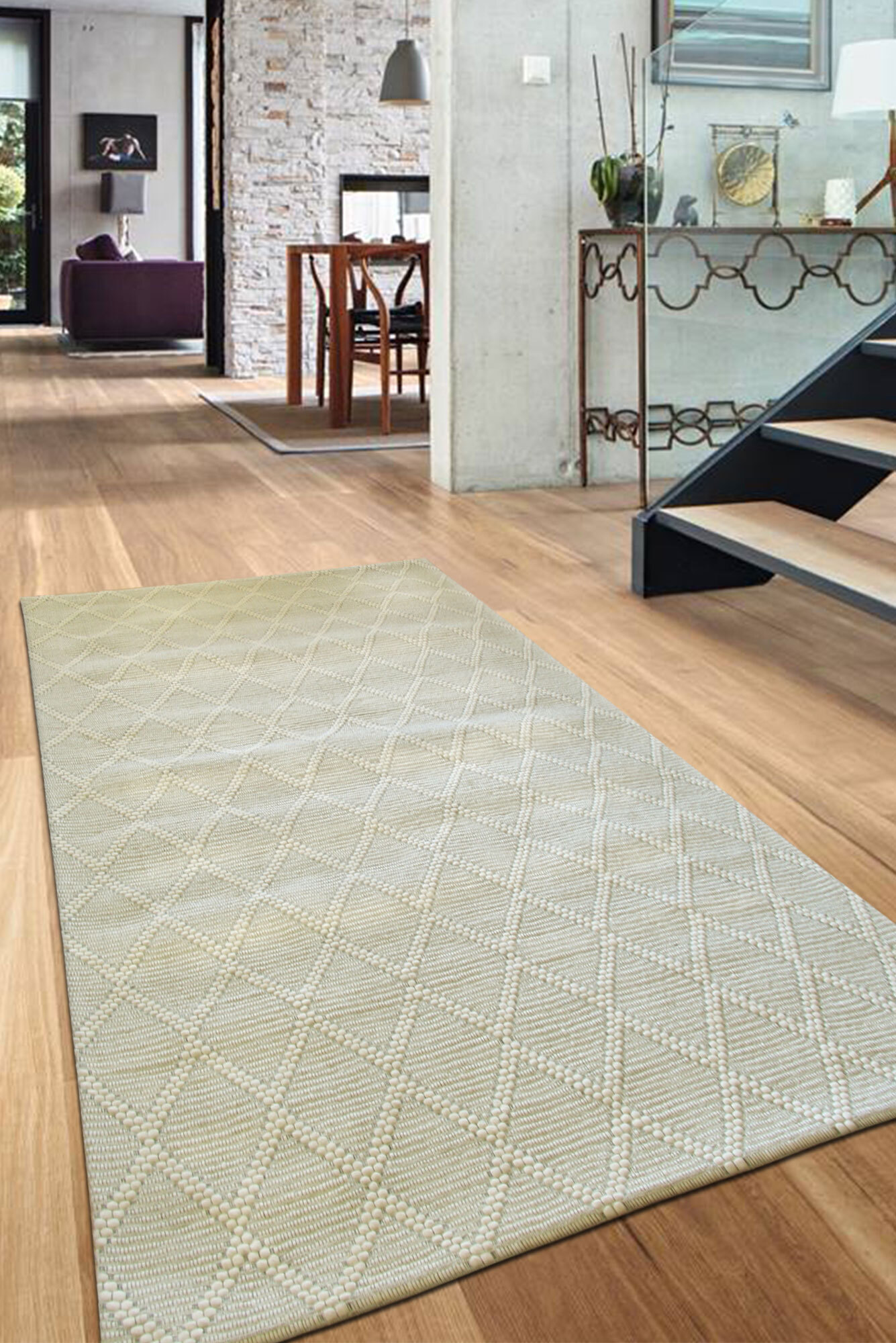 Large View Harper Diamond Pattern Wool Rug