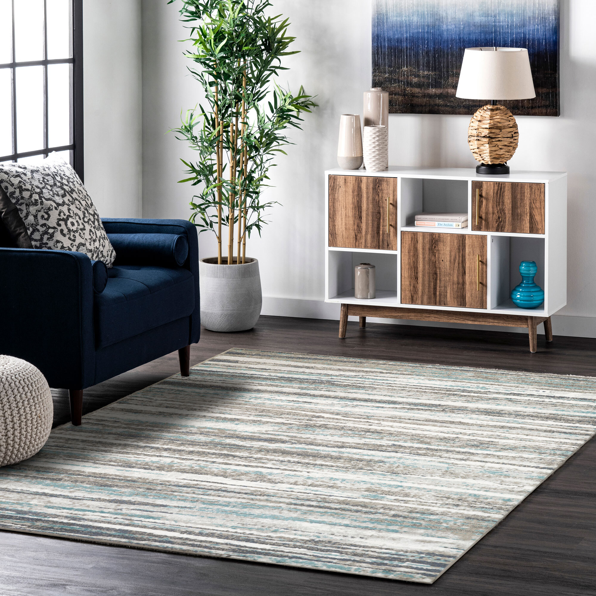 Large View Hebden Modern Striped Rug