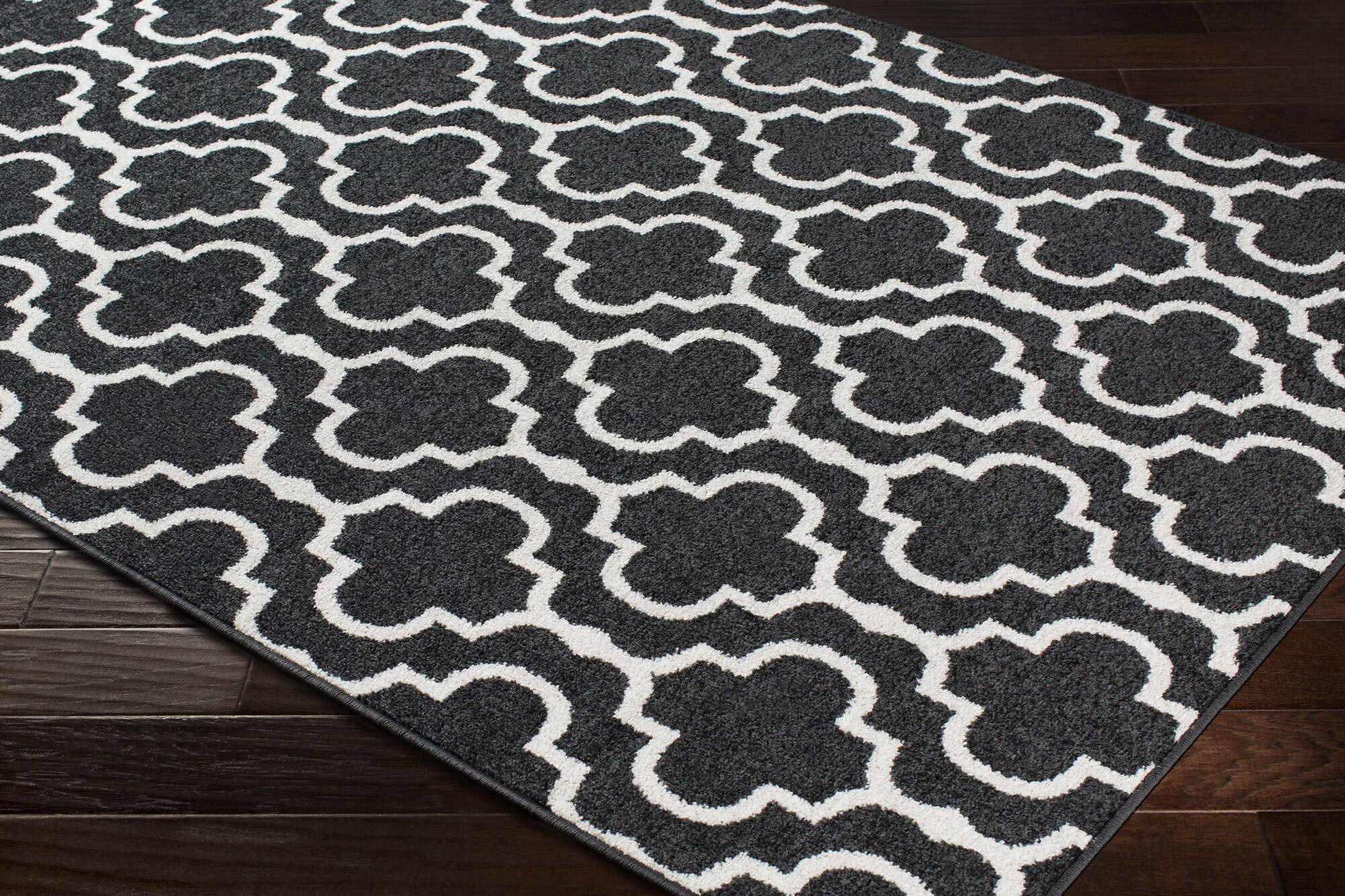 Large View Jack Trellis Pattern Black Rug