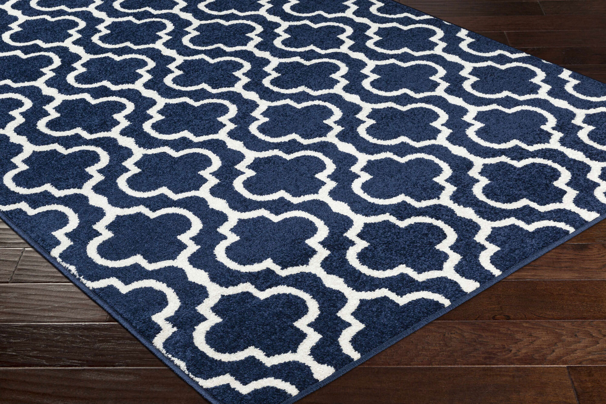 Large View Jack Navy Trellis Pattern Rug