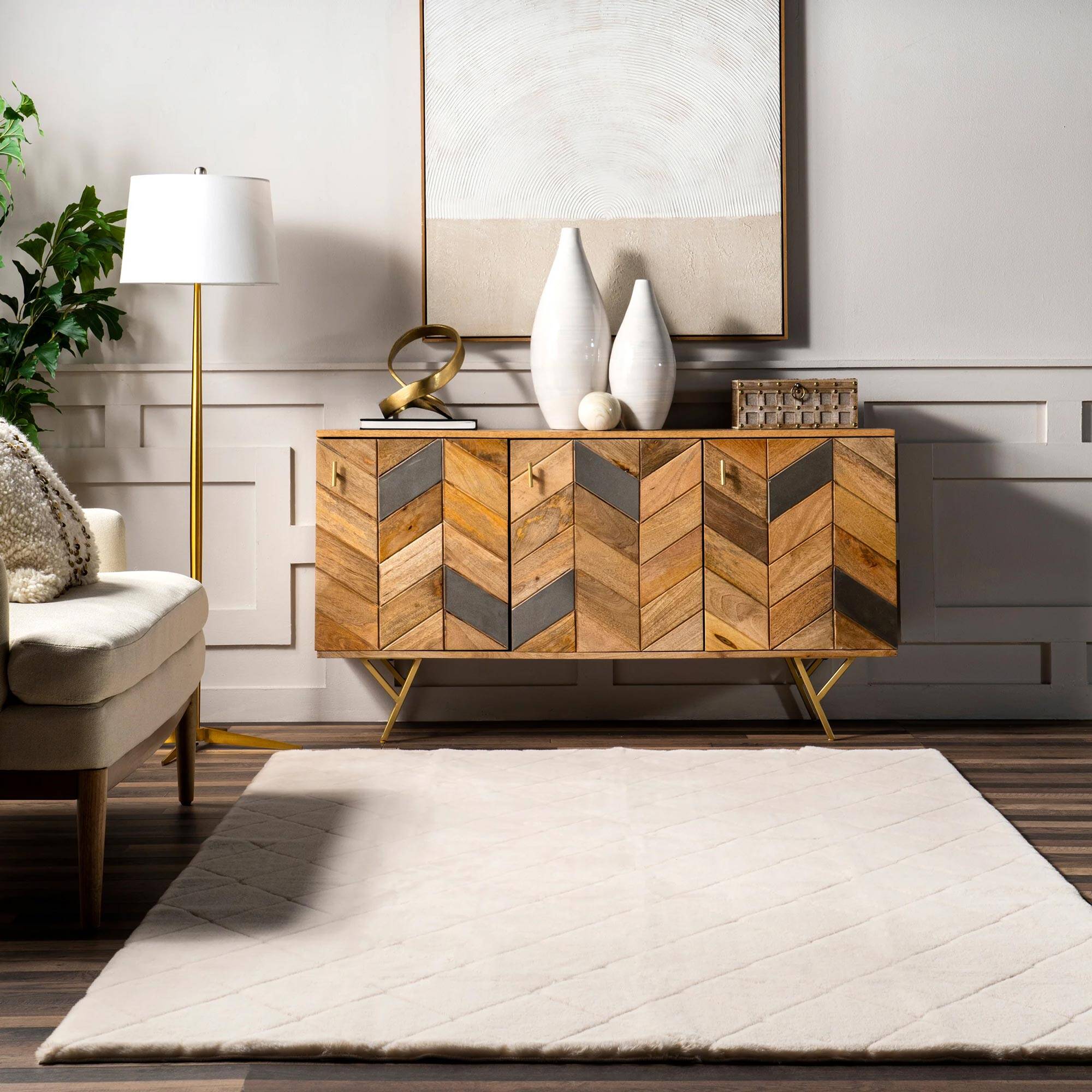 Large View Jessa Washable Trellis Rug