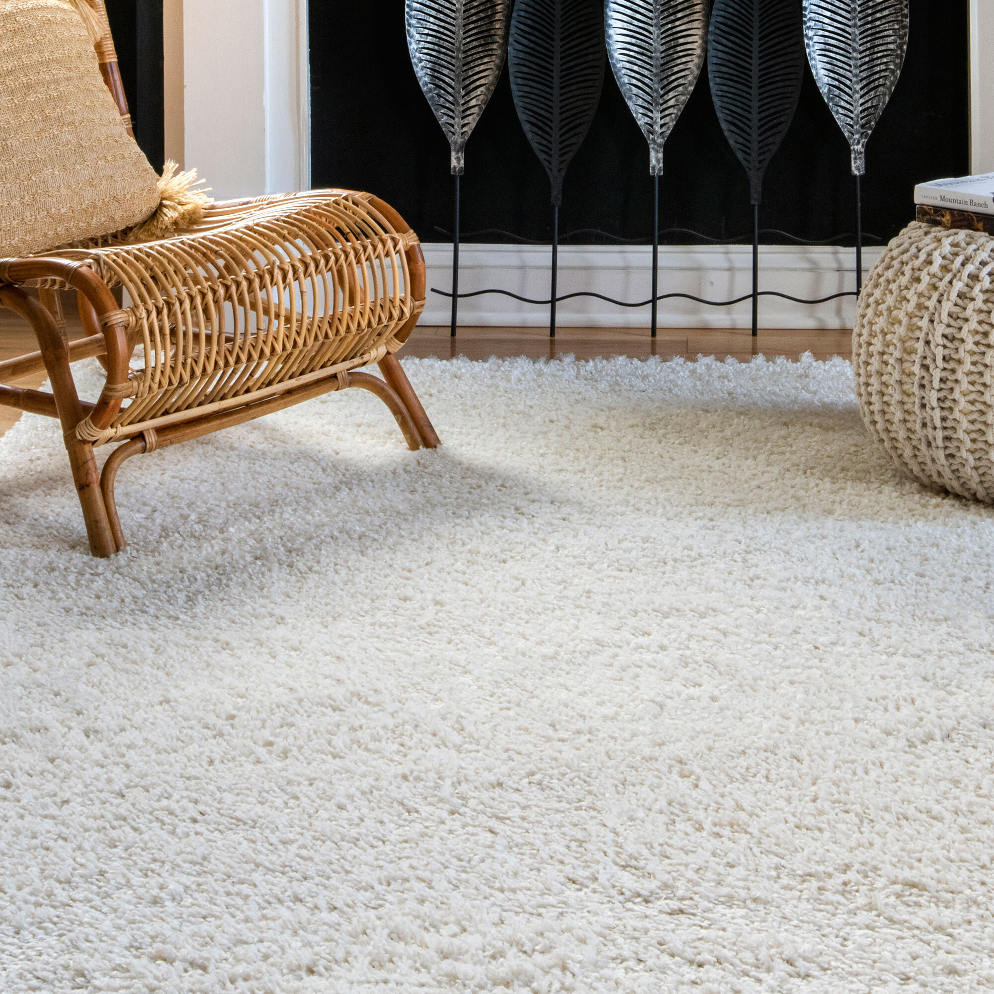 Large View Joey Cream Shaggy Tassel Rug