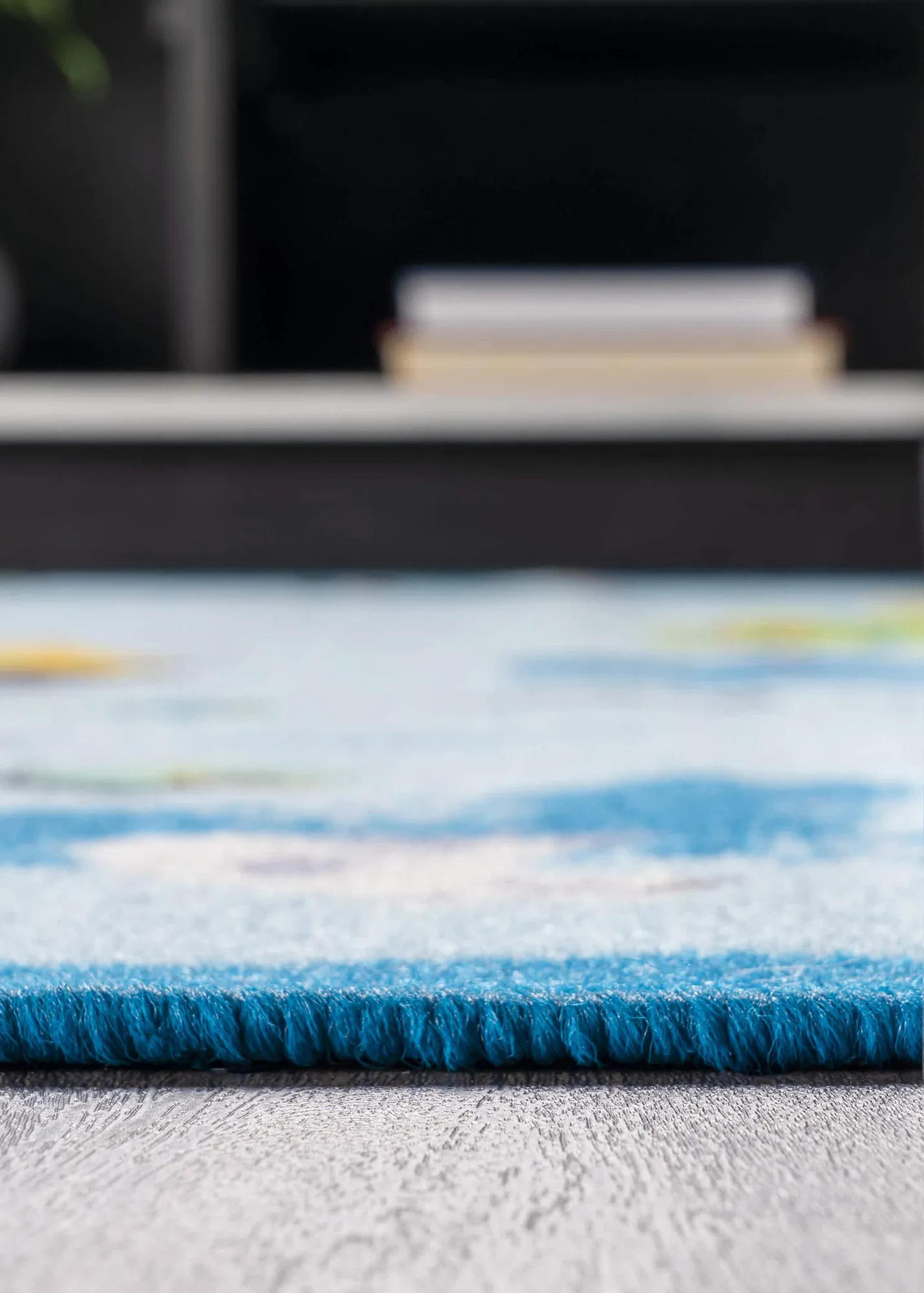Large View Kids Blue World Map Rug