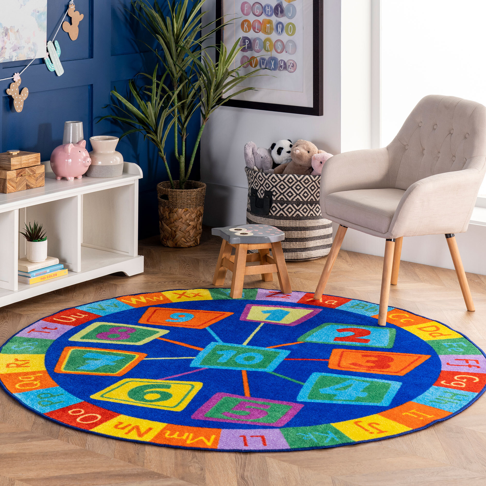 Kids ABC & Numbers Round Rug