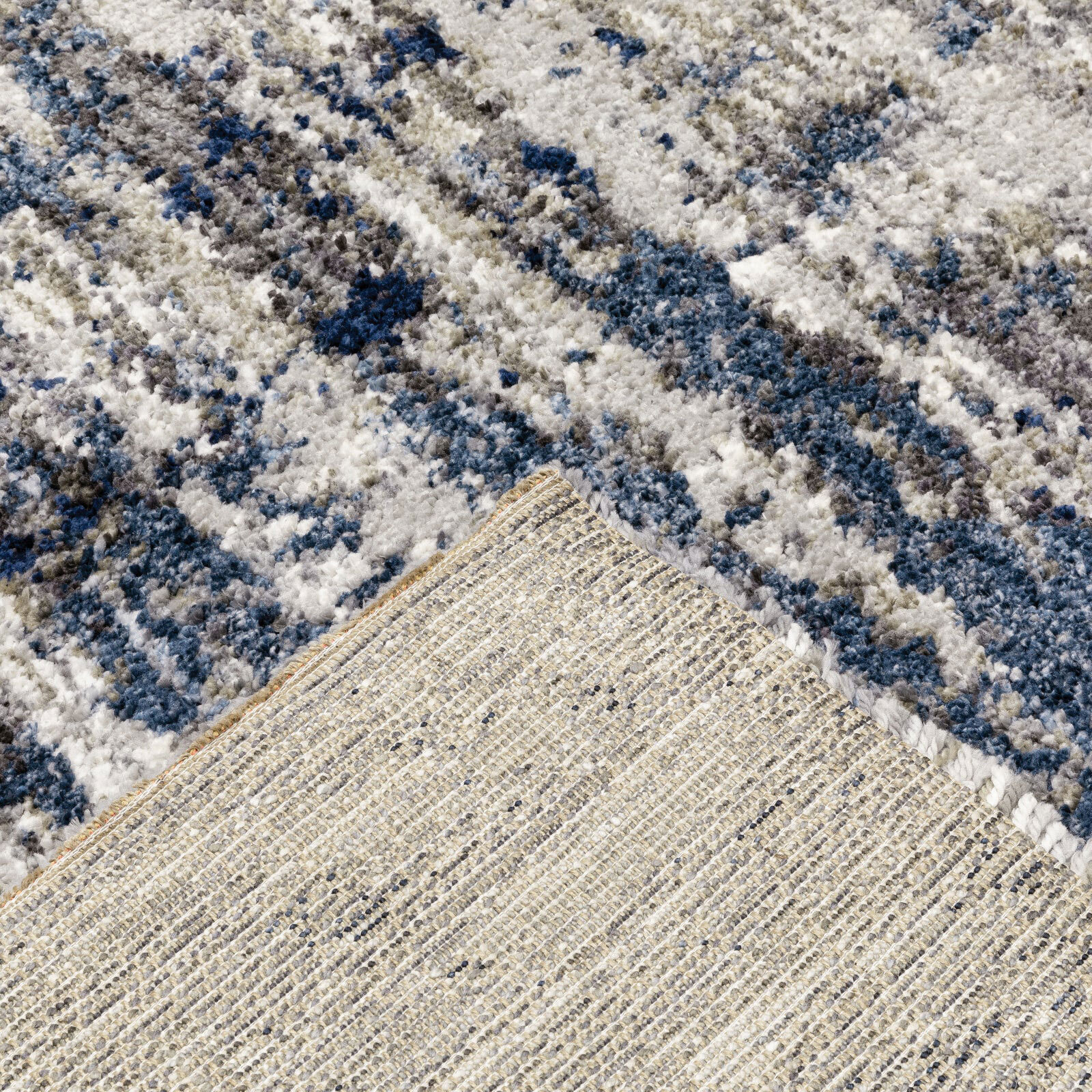 Kupa Blue Abstract Shaggy Rug