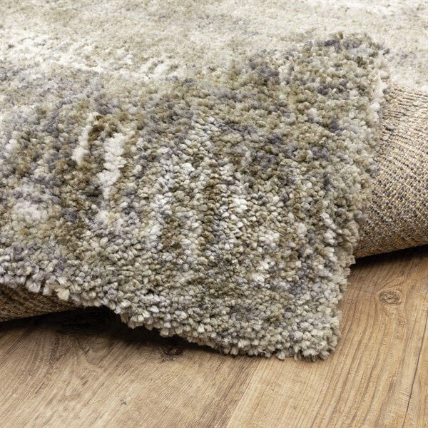 Kupa Beige Striped Shaggy Rug