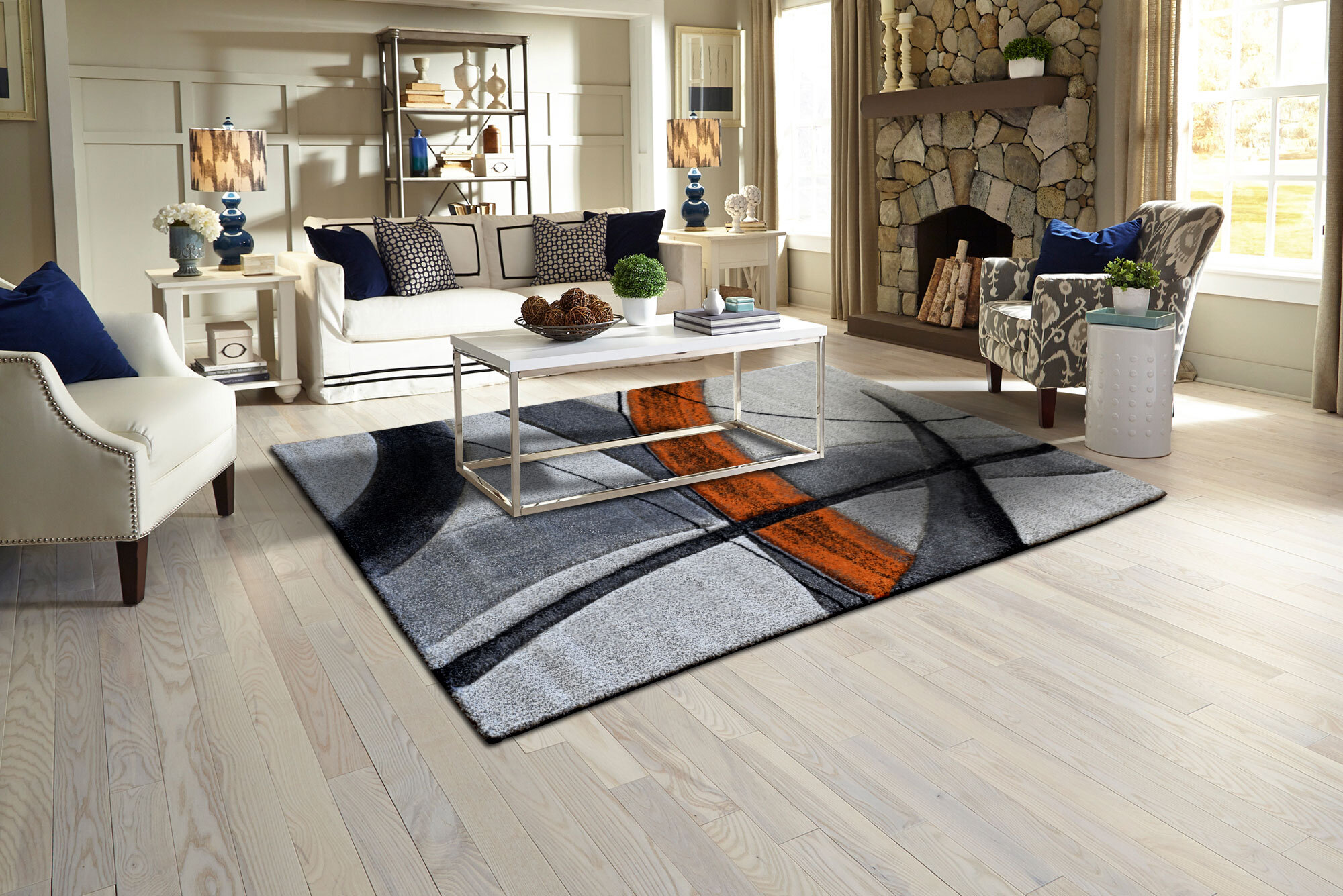 Large View Lucia Orange Modern Abstract Rug