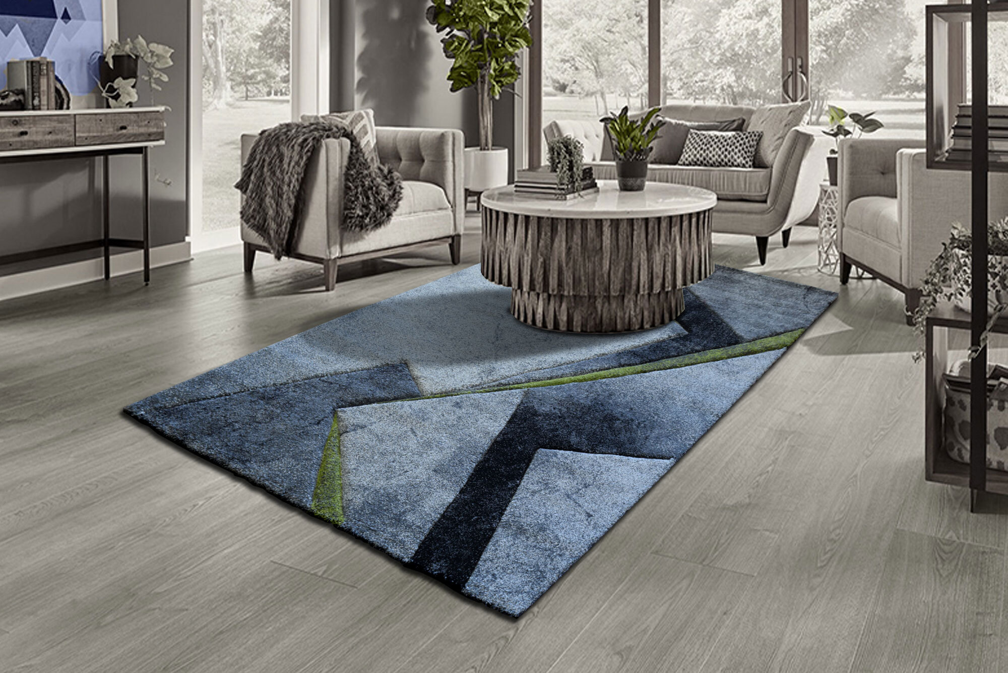 Large View Lucia Green Modern Abstract Rug