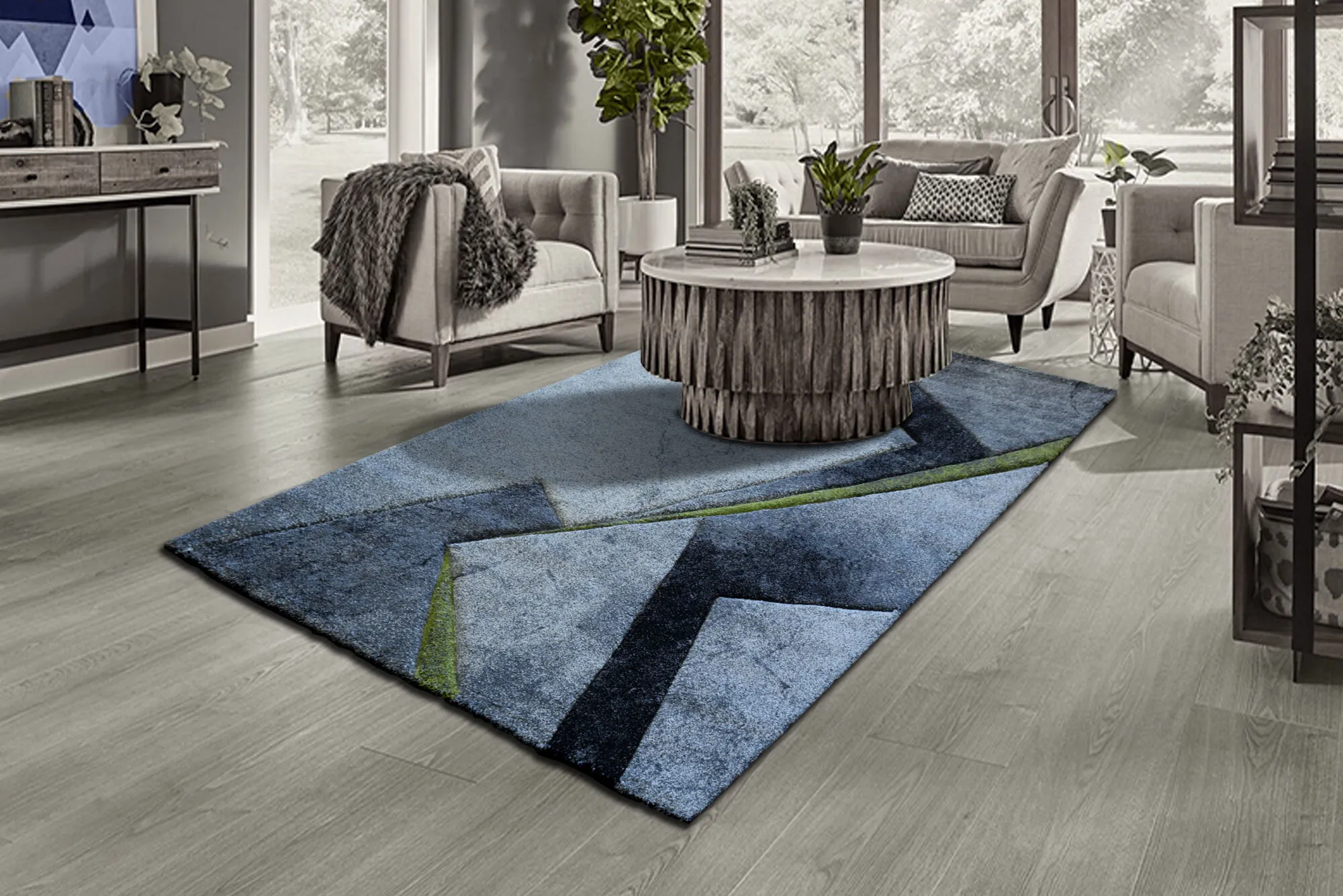 Large View Lucia Green Modern Abstract Rug