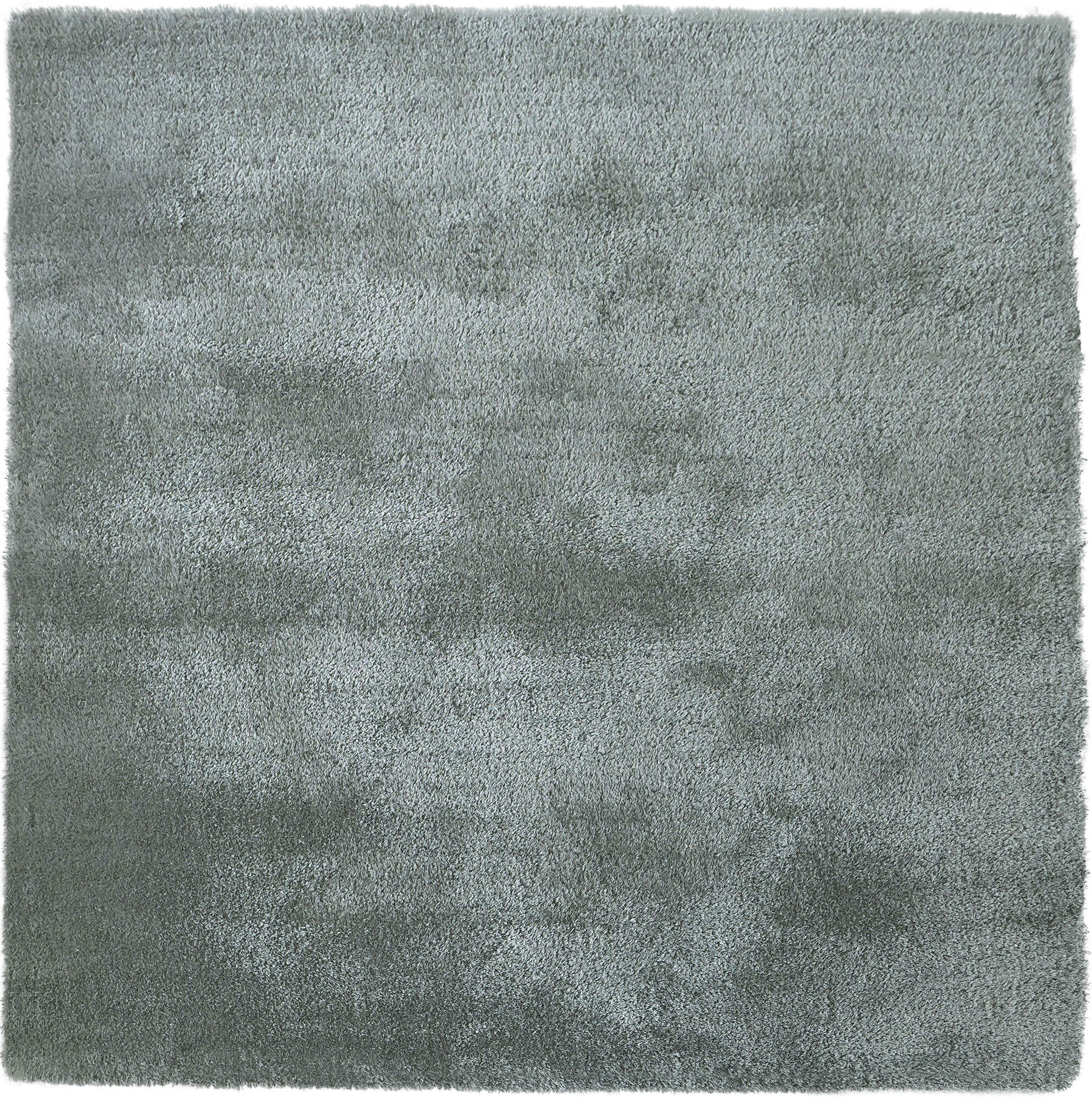 Large View Luxe Plain Silver Shaggy Rug