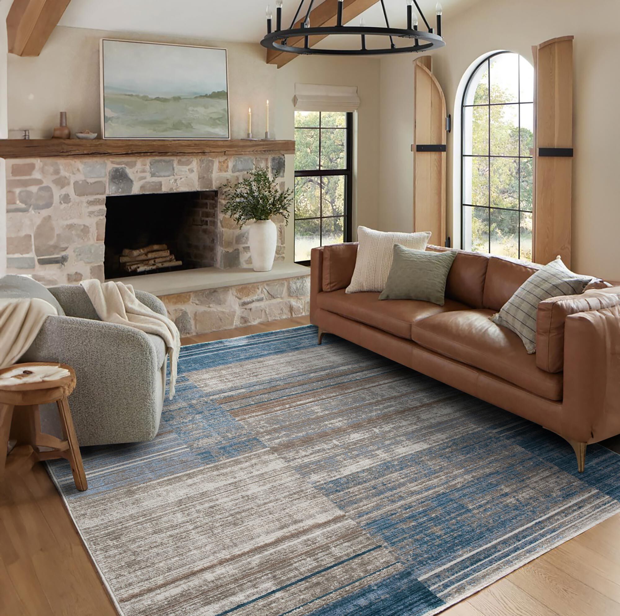 Large View Lukas Contemporary Striped Rug