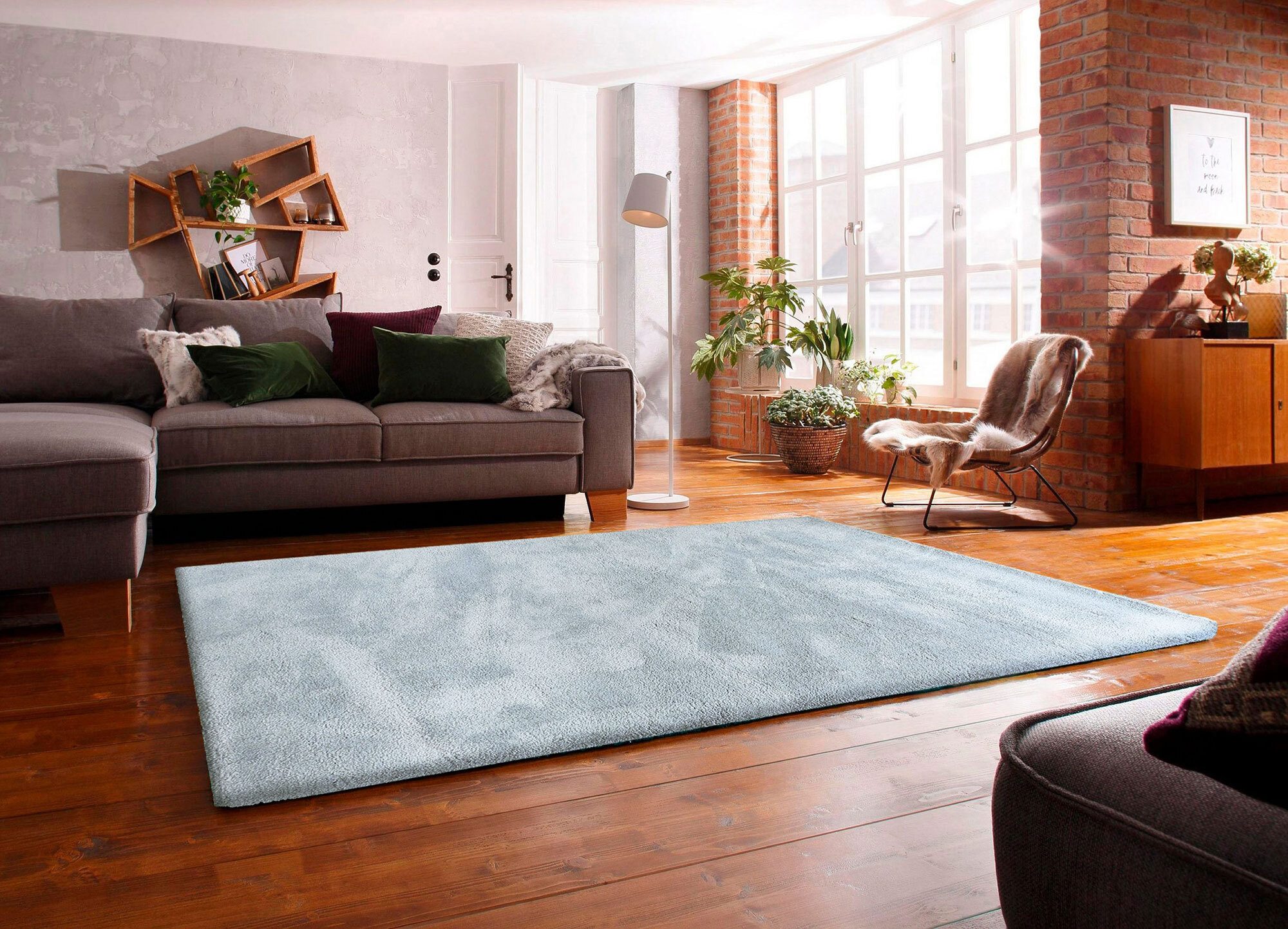 Levis Plain Blue Thick Shaggy Rug