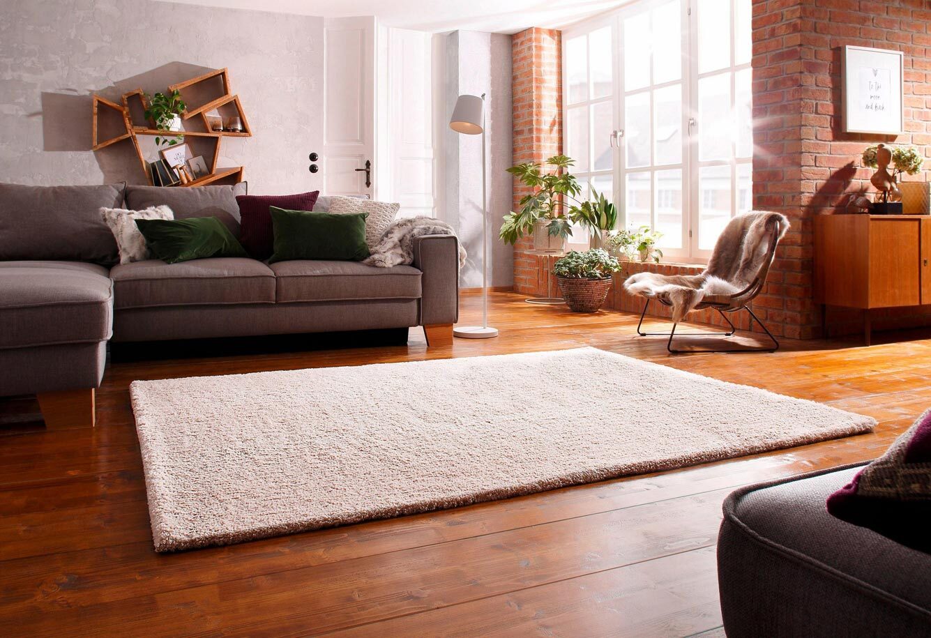 Large View Levis Plain Ivory Thick Shaggy Rug