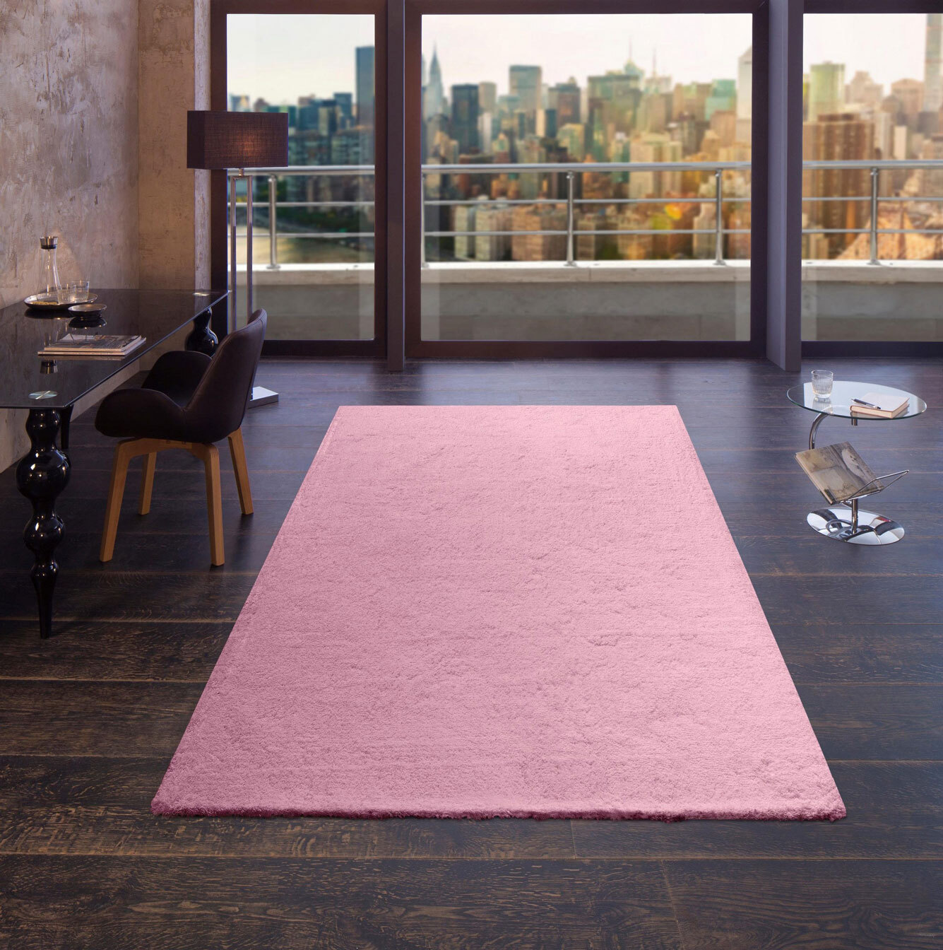 Levis Plain Pink Thick Shaggy Rug