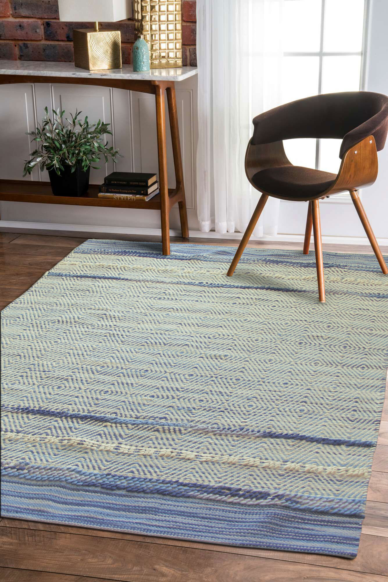 Medea Blue Flatweave Wool Rug
