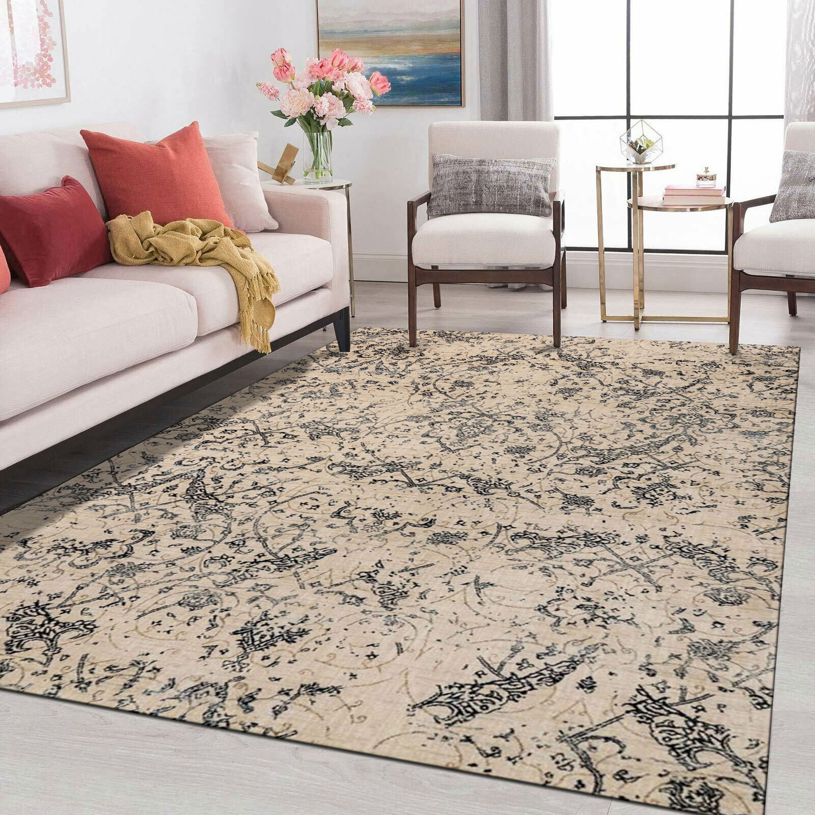 Large View Melanie Contemporary Floral Rug