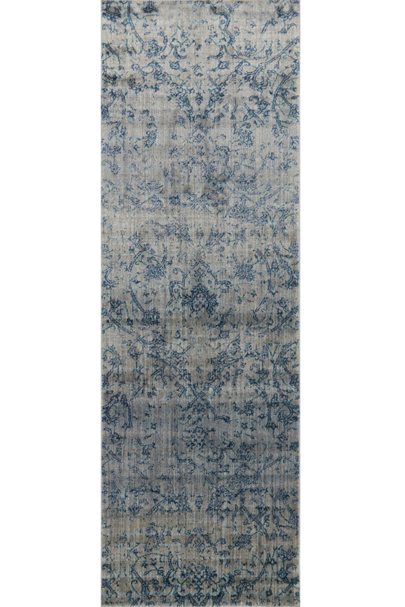 Large View Melanie Blue Overdyed Floral Rug
