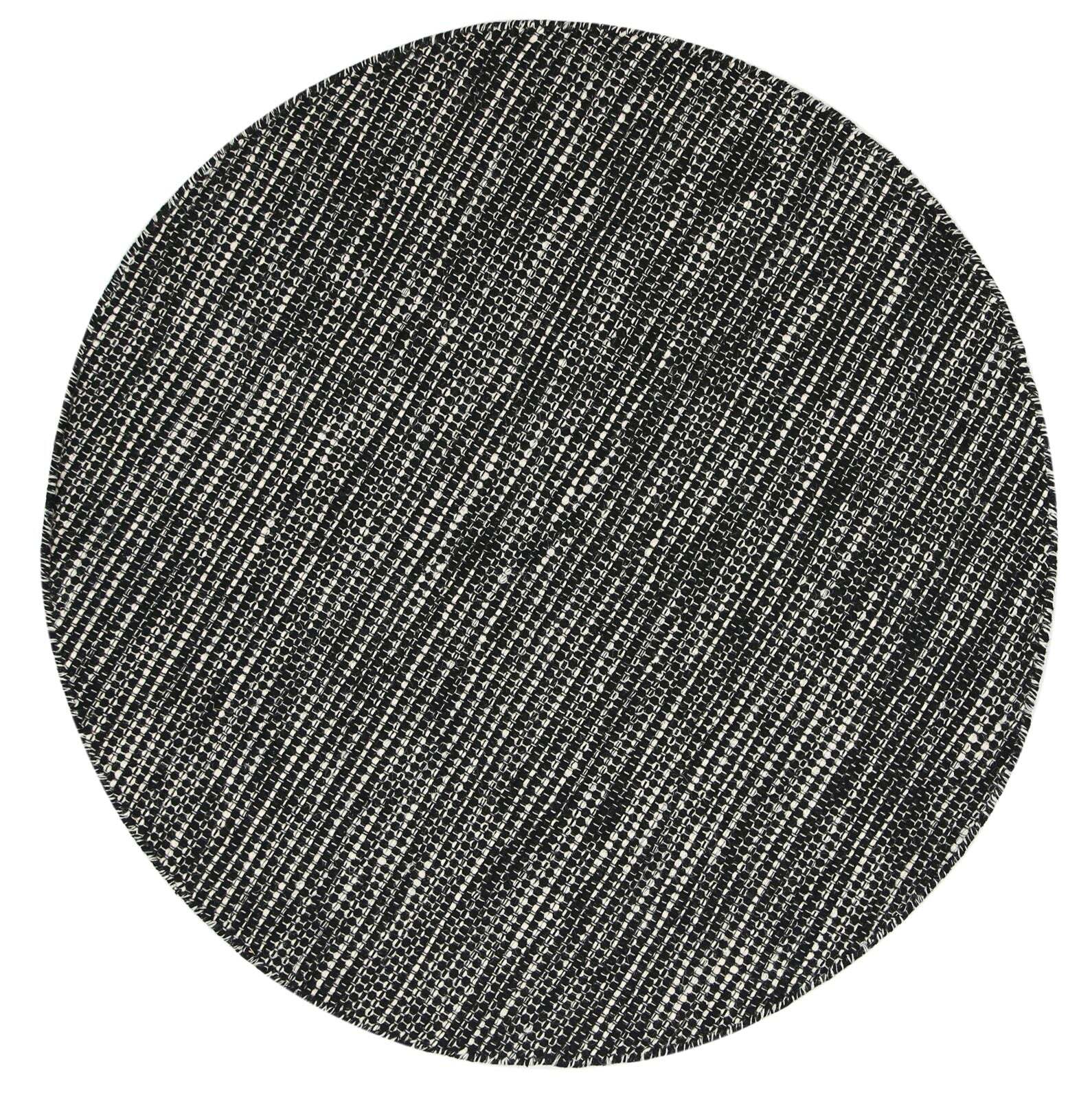 Large View Natura Black Wool Flatweave Rug