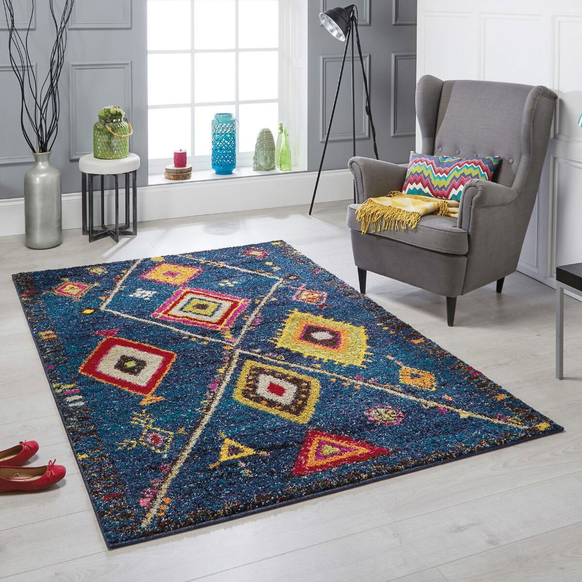 Large View Nordic Diamond Moroccan Rug