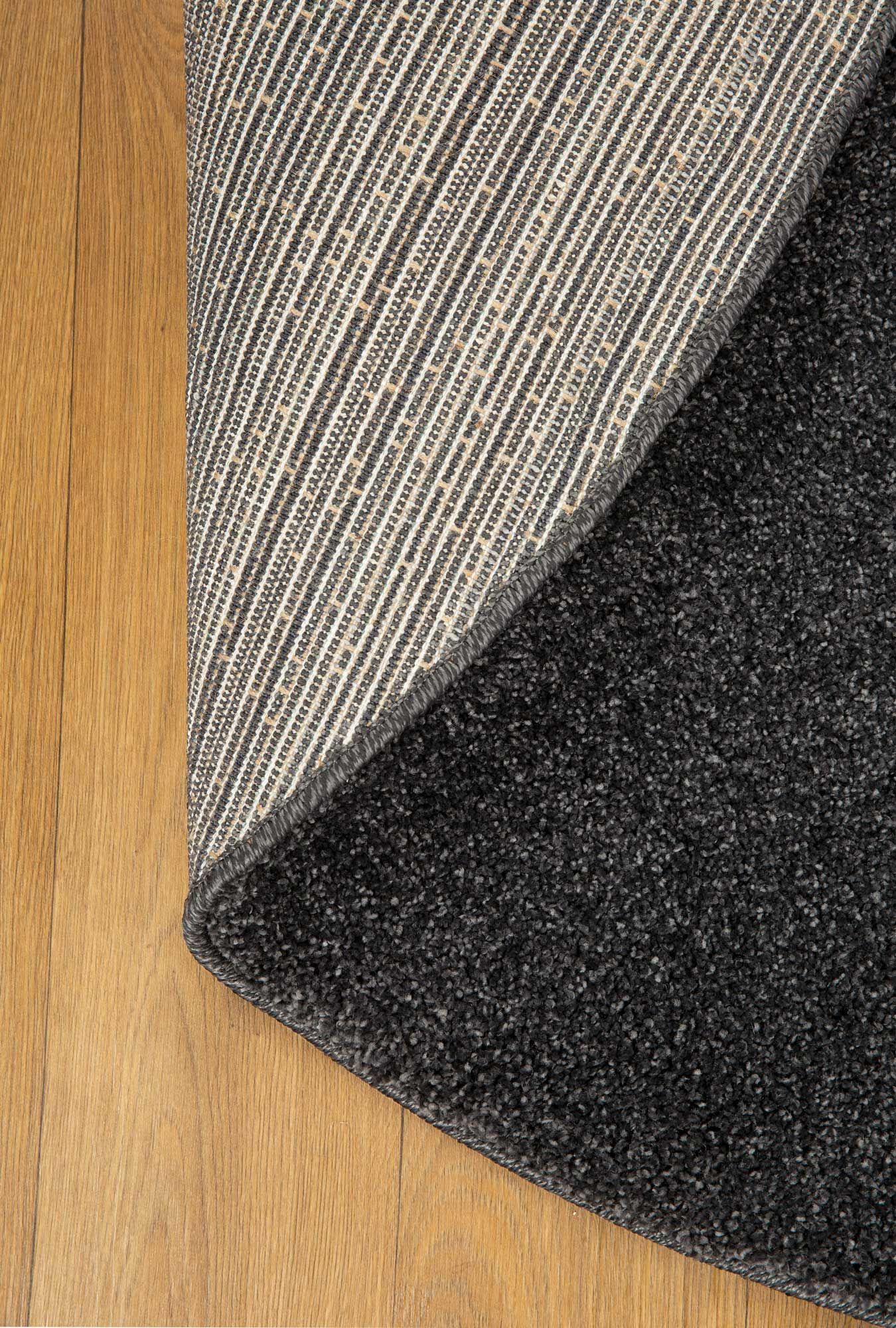 Large View Plush Plain Black Rug