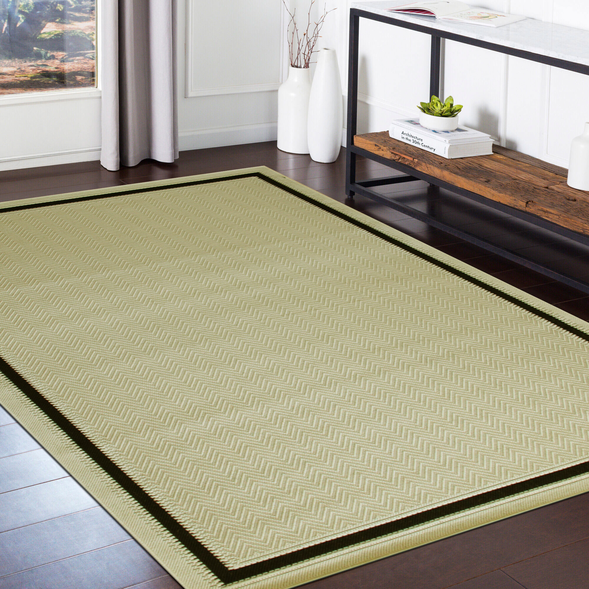 Large View Storm Flatweave Border Rug