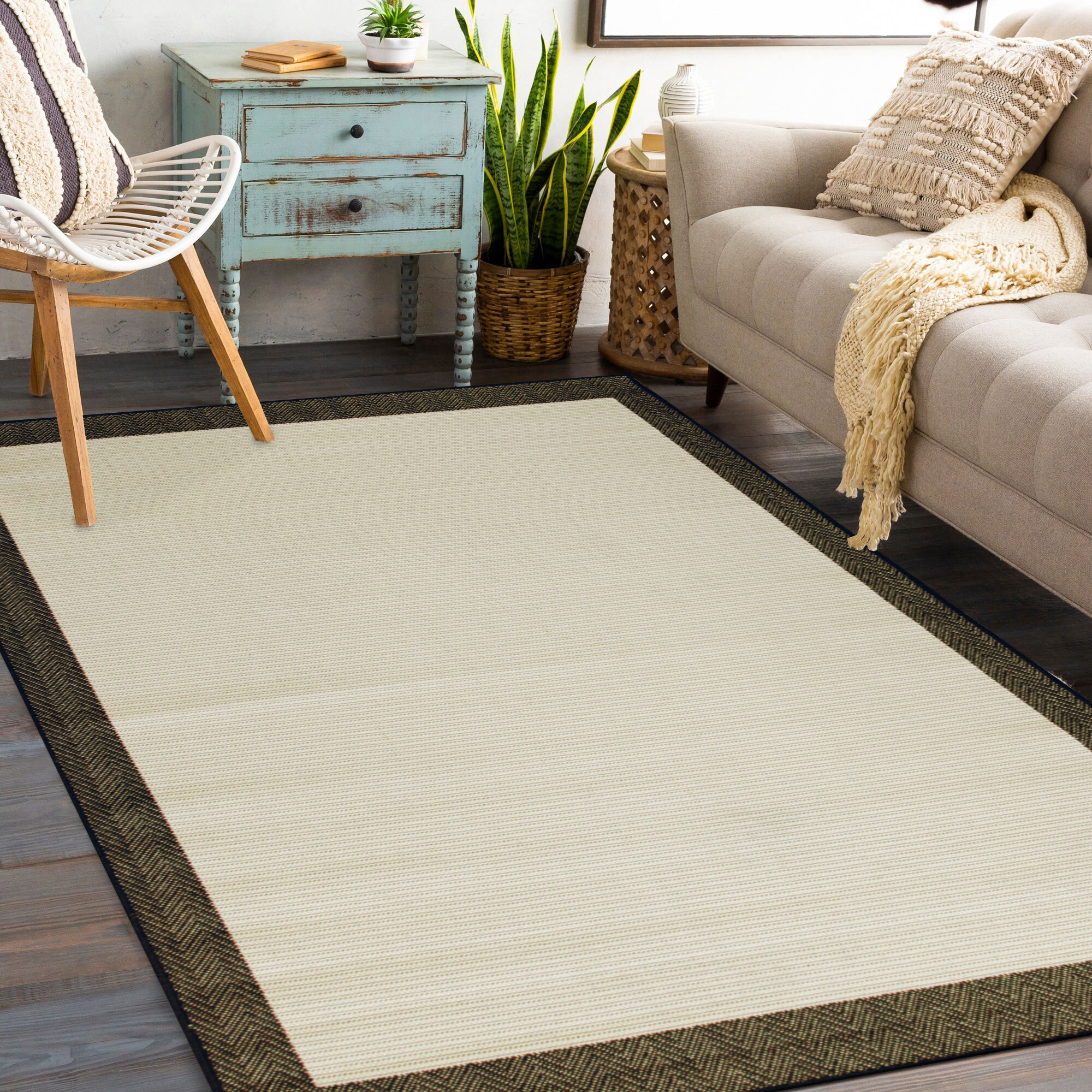 Large View Storm Border Pattern Rug