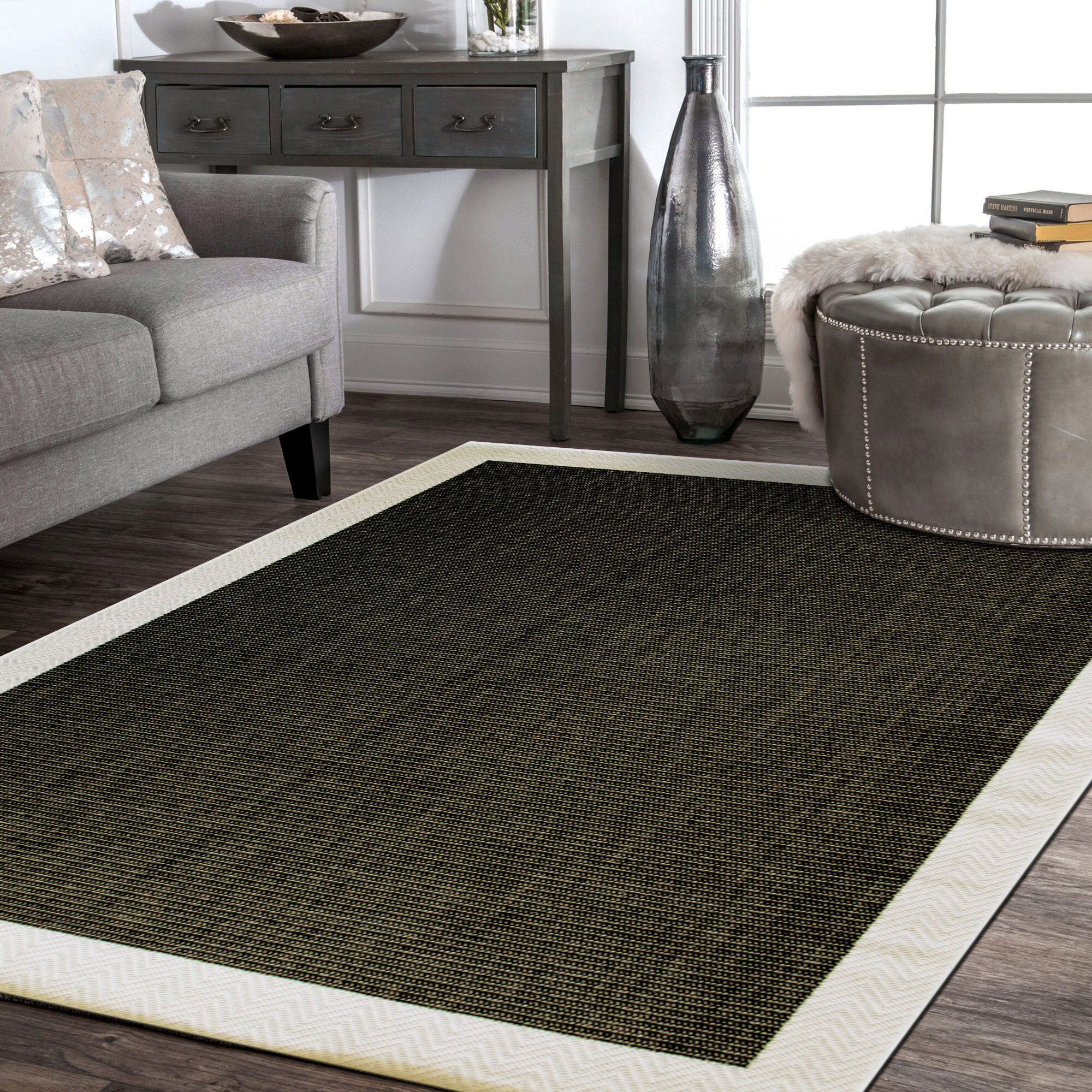 Storm Plain Border Flatweave Rug