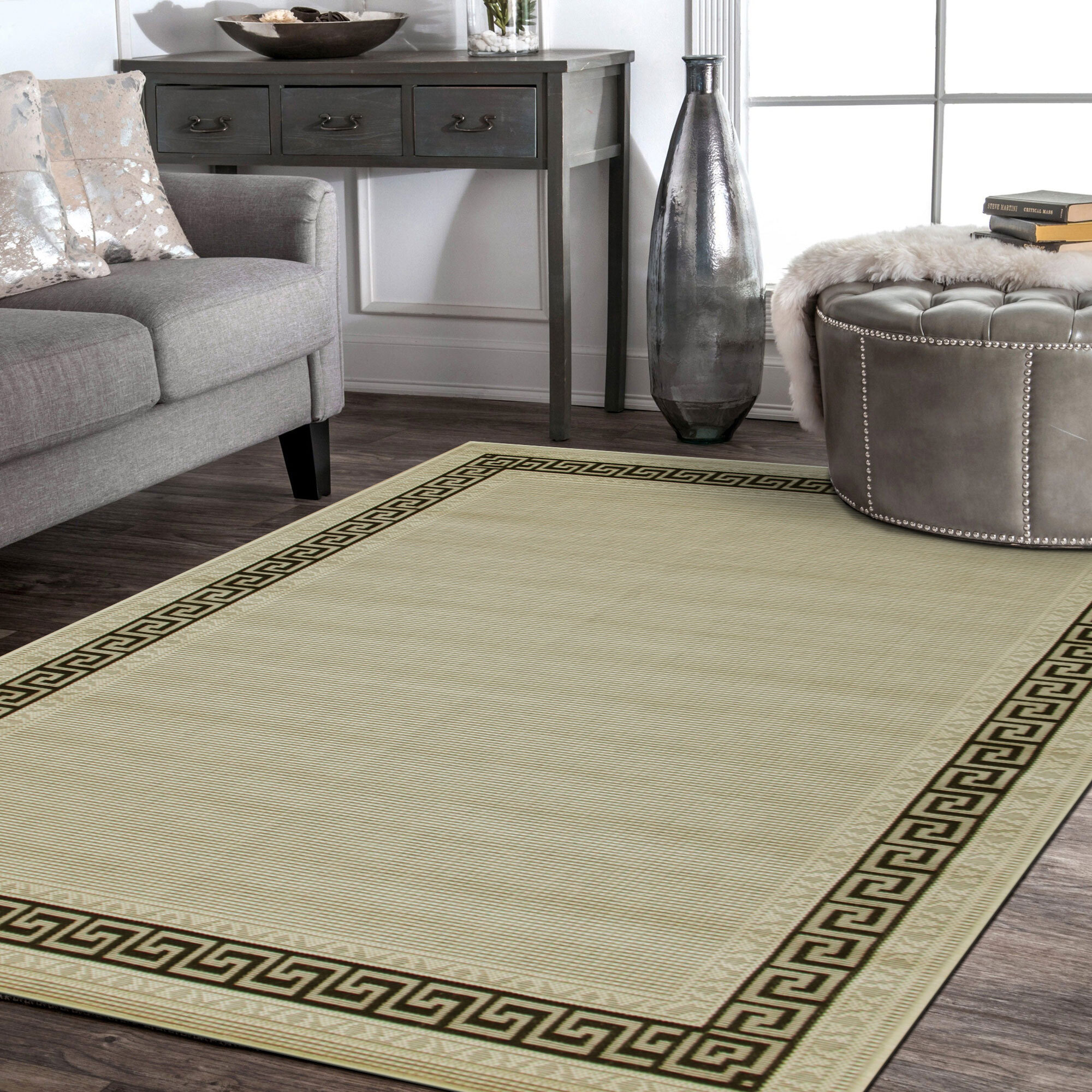 Large View Storm Flatweave Greek Key Rug