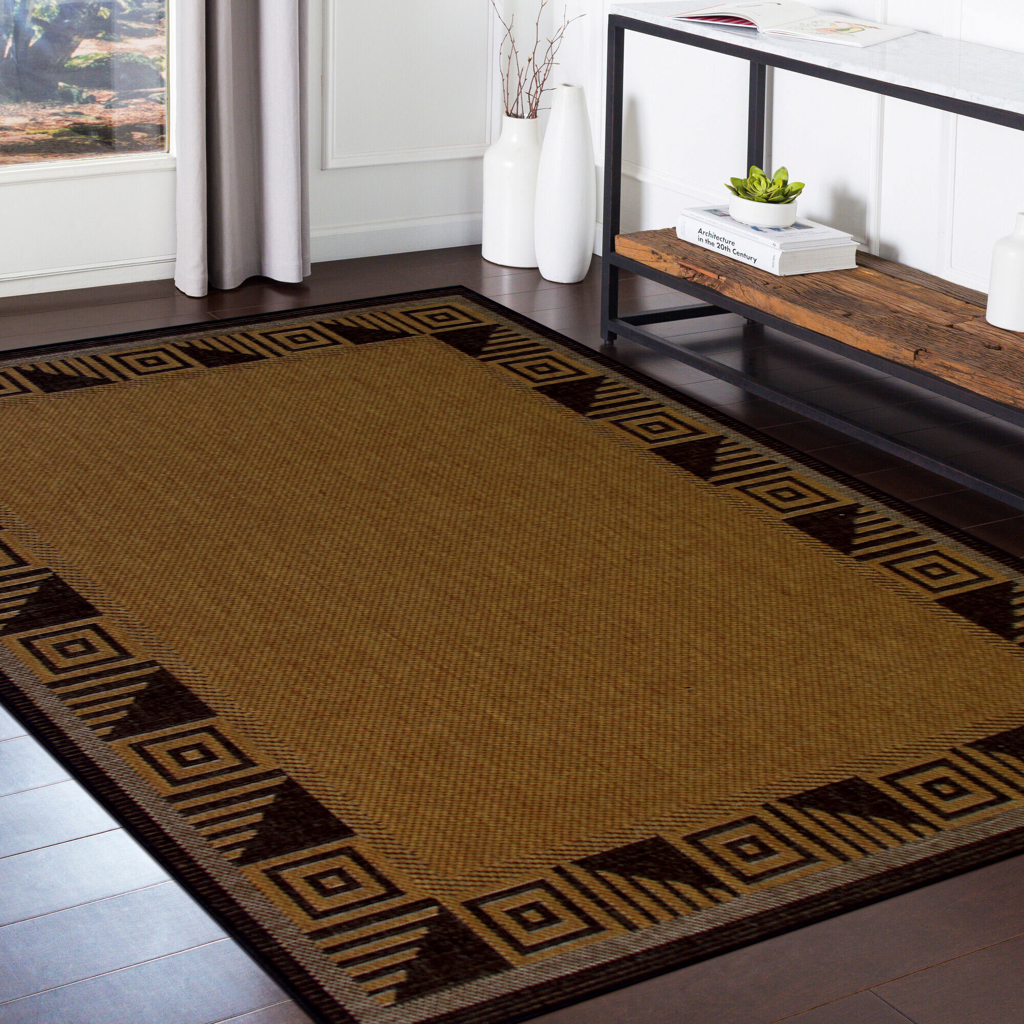 Large View Storm Indoor Outdoor Border Rug