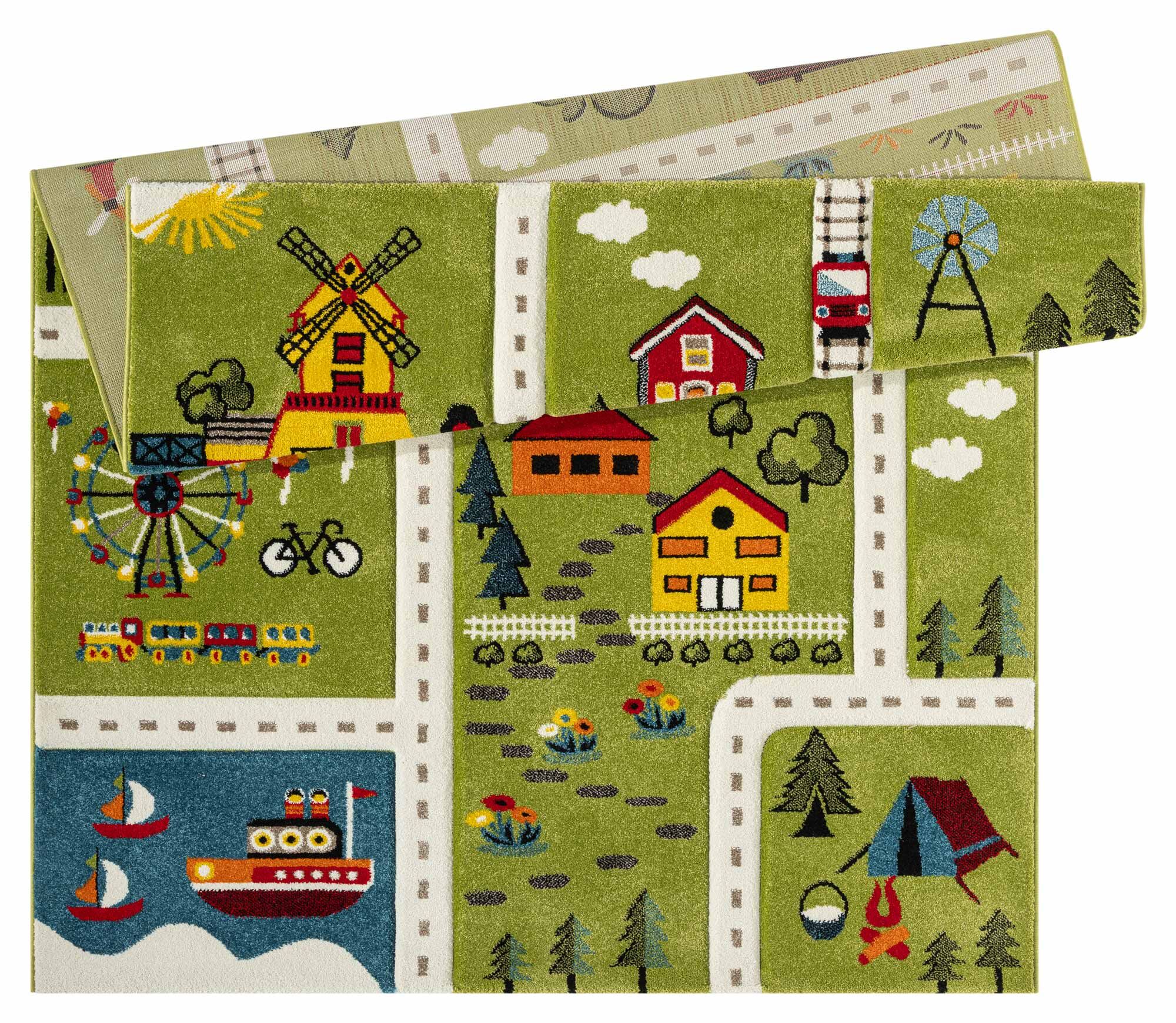 Large View Speedy Kids Town Road Rug