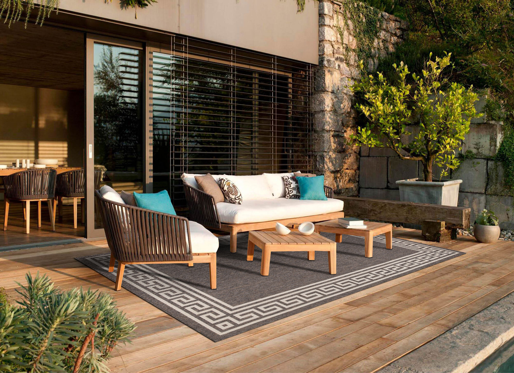 Large View Soleil Greek Key Flatweave Rug