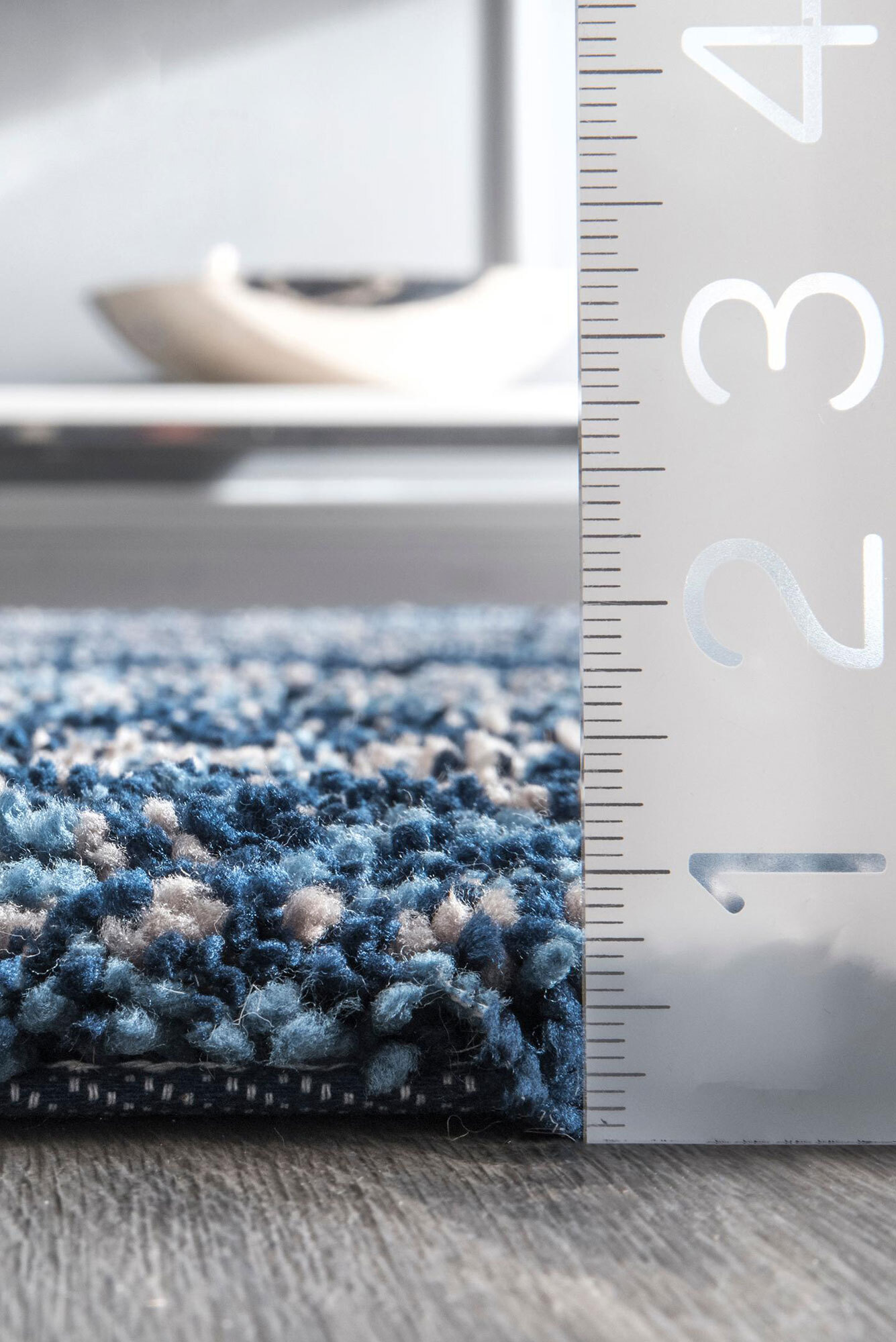 Large View Symphony Blue Striped Shag Rug