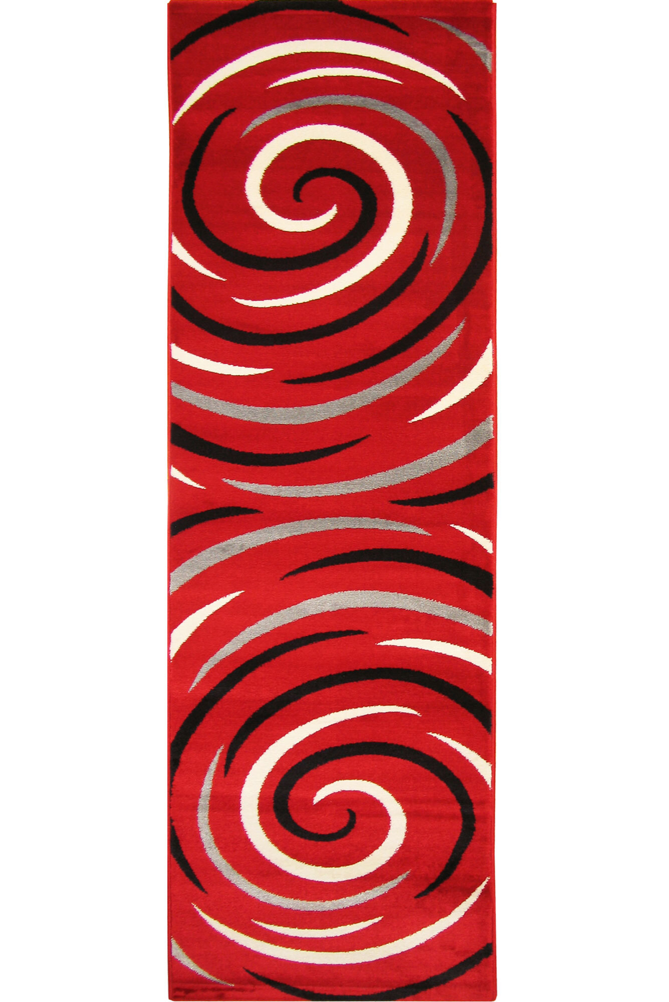 Large View Sky Modern Red Swirl Pattern Rug