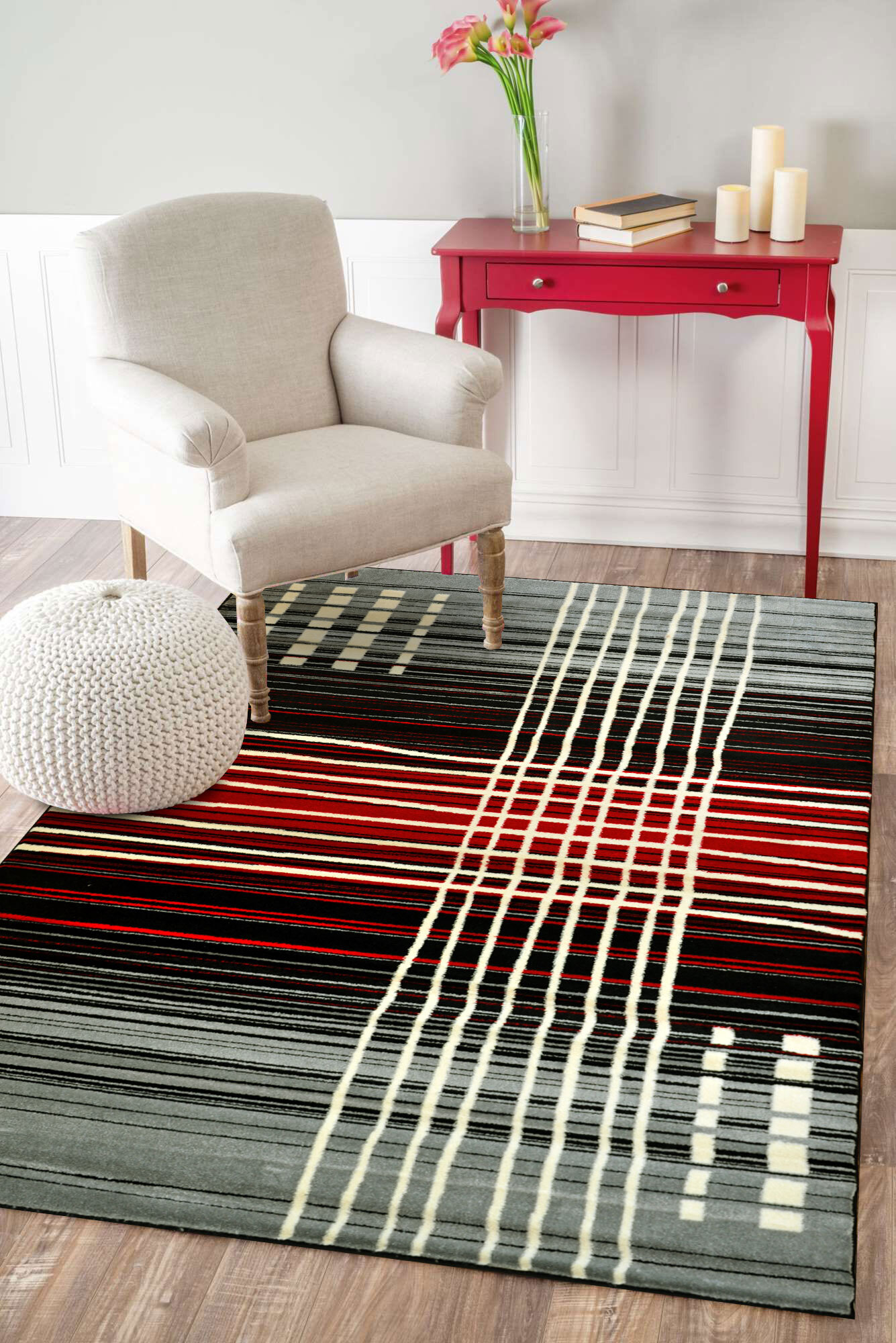 Large View Sky Modern Striped Rug