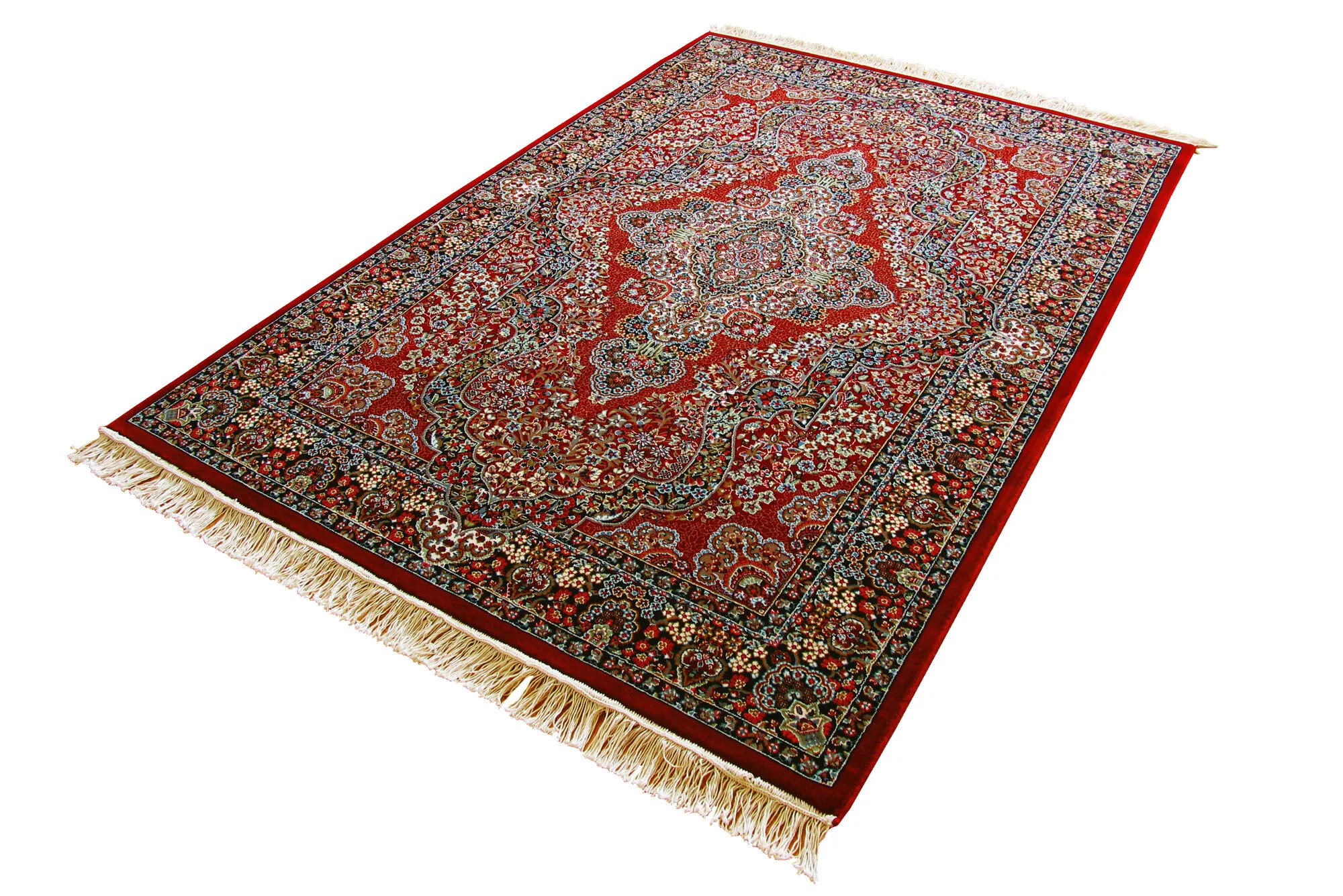 Tapis Red Traditional Fringed Rug