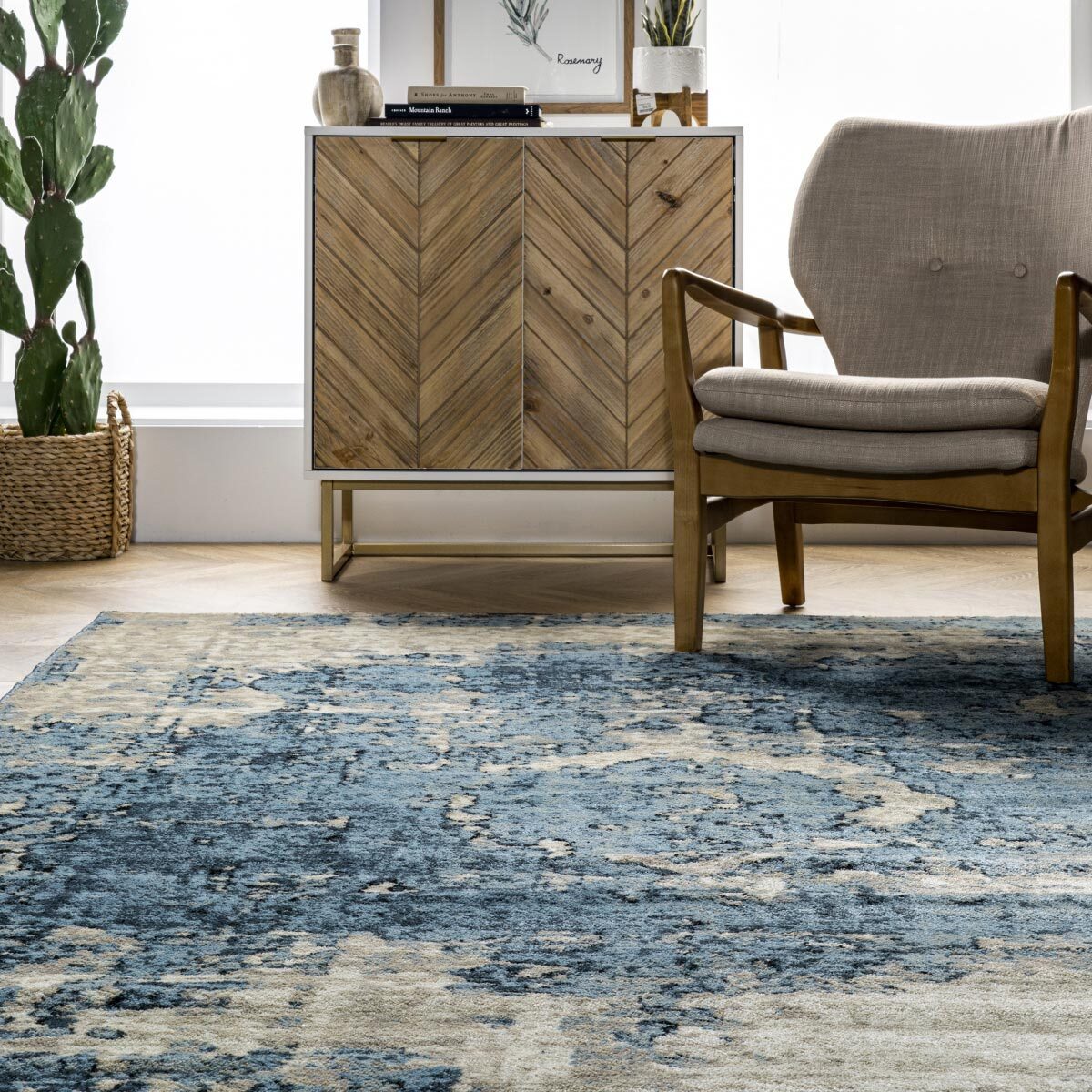 Una Blue Medallion Faded Rug