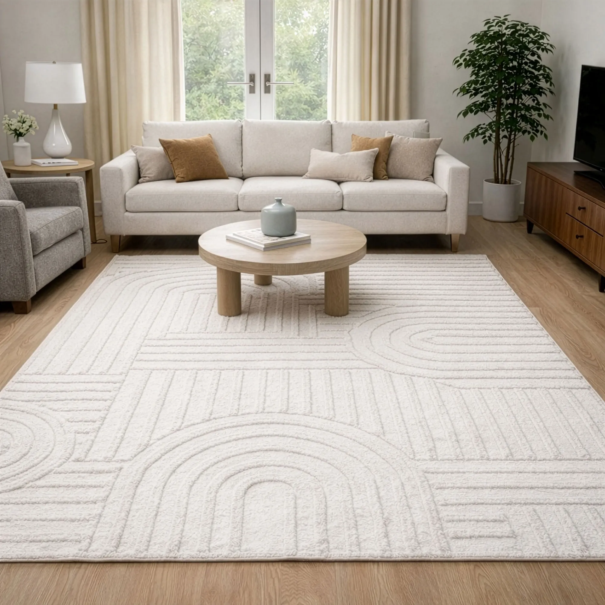 Viper White Modern Arch Rug