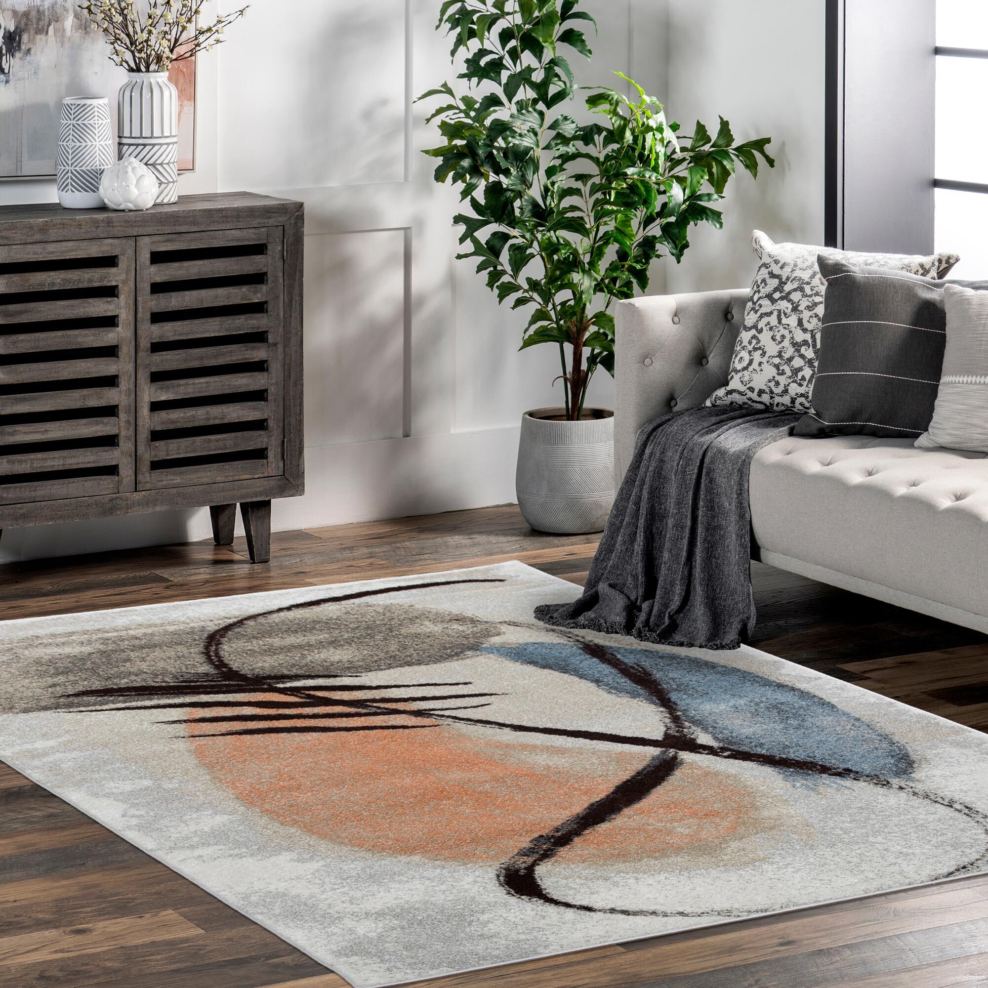 Large View Vivid Modern Abstract Rug