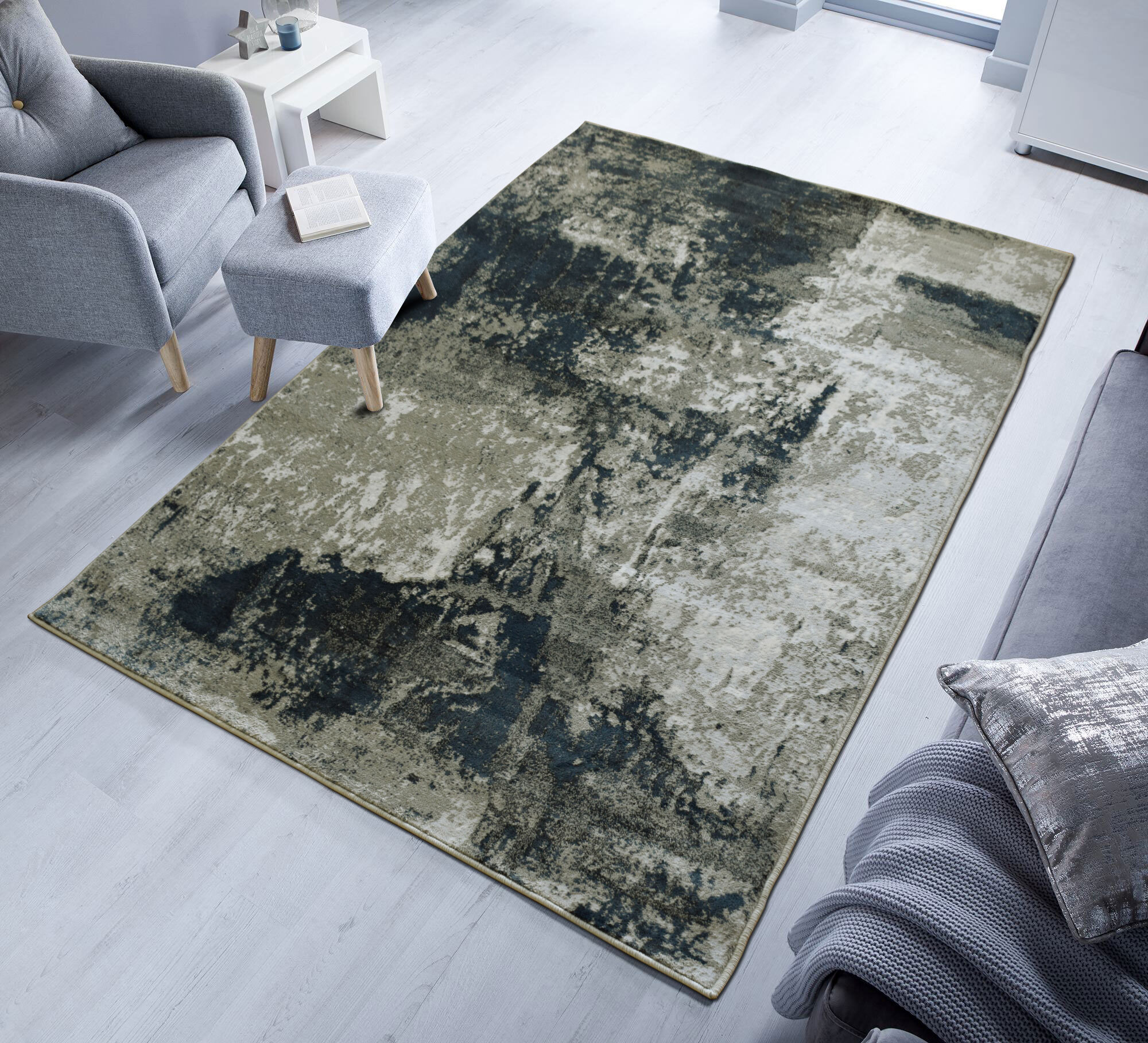 Valentino Black Abstract Rug