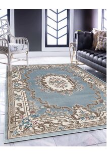 Abbie Blue Aubusson Floral Rugs